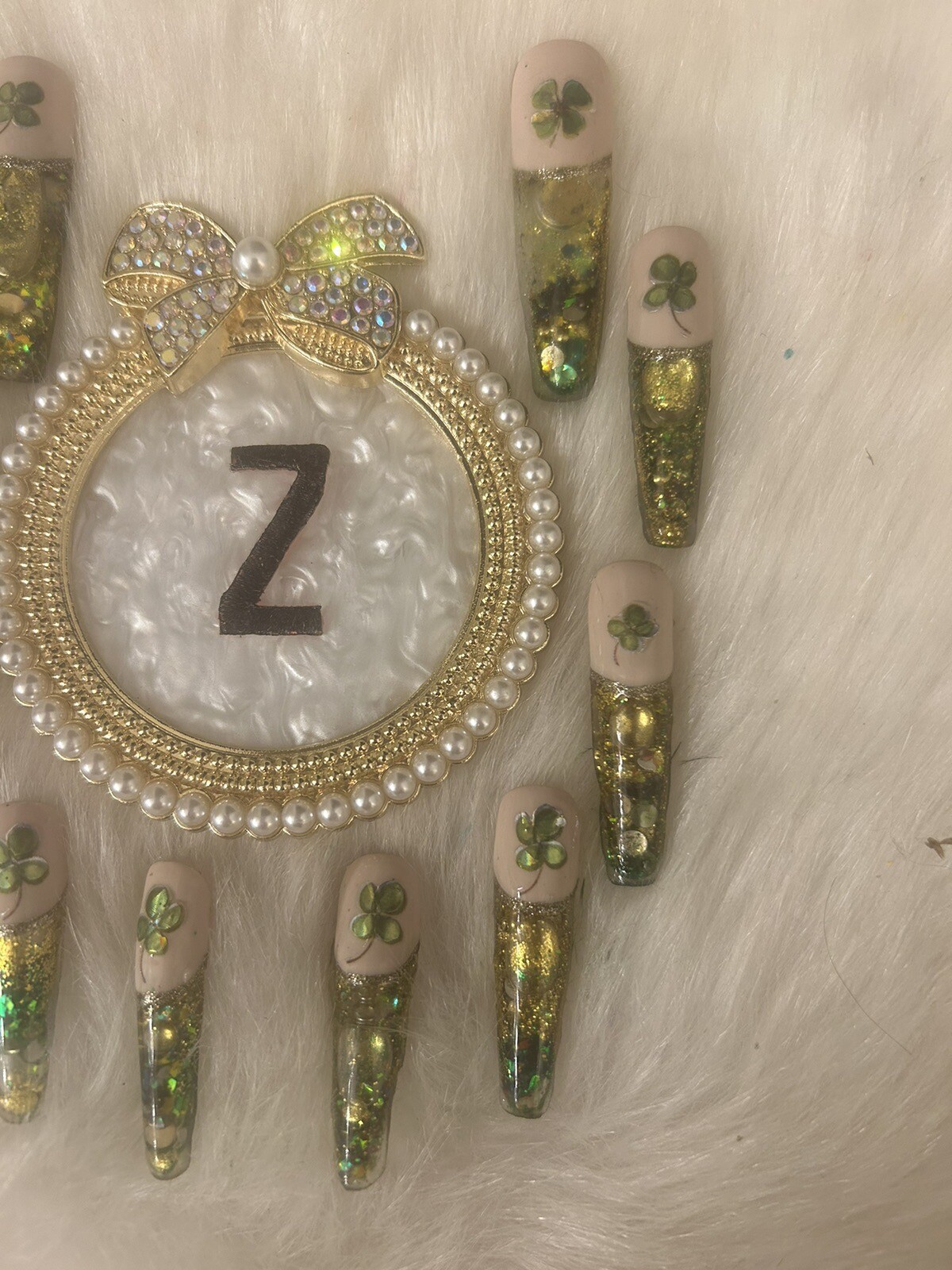 Z NAILZ! Artisan Gold/Green St. Patrick’s Day Aquarium Press On Nails