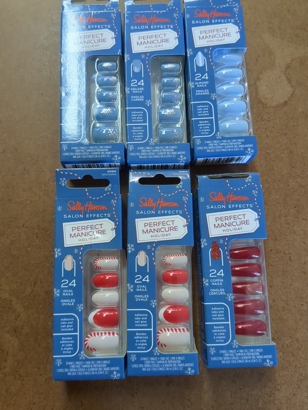 $59.94 Lot of 6 Sally Hansen Salon Effects Press On Nails – Square, Oval, Almond