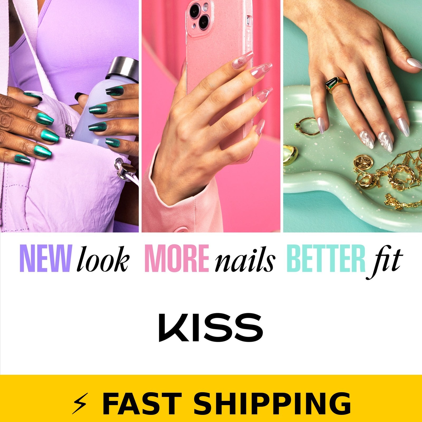 Kiss Core French Medium Almond Press-On Nails, White, 32 Pieces