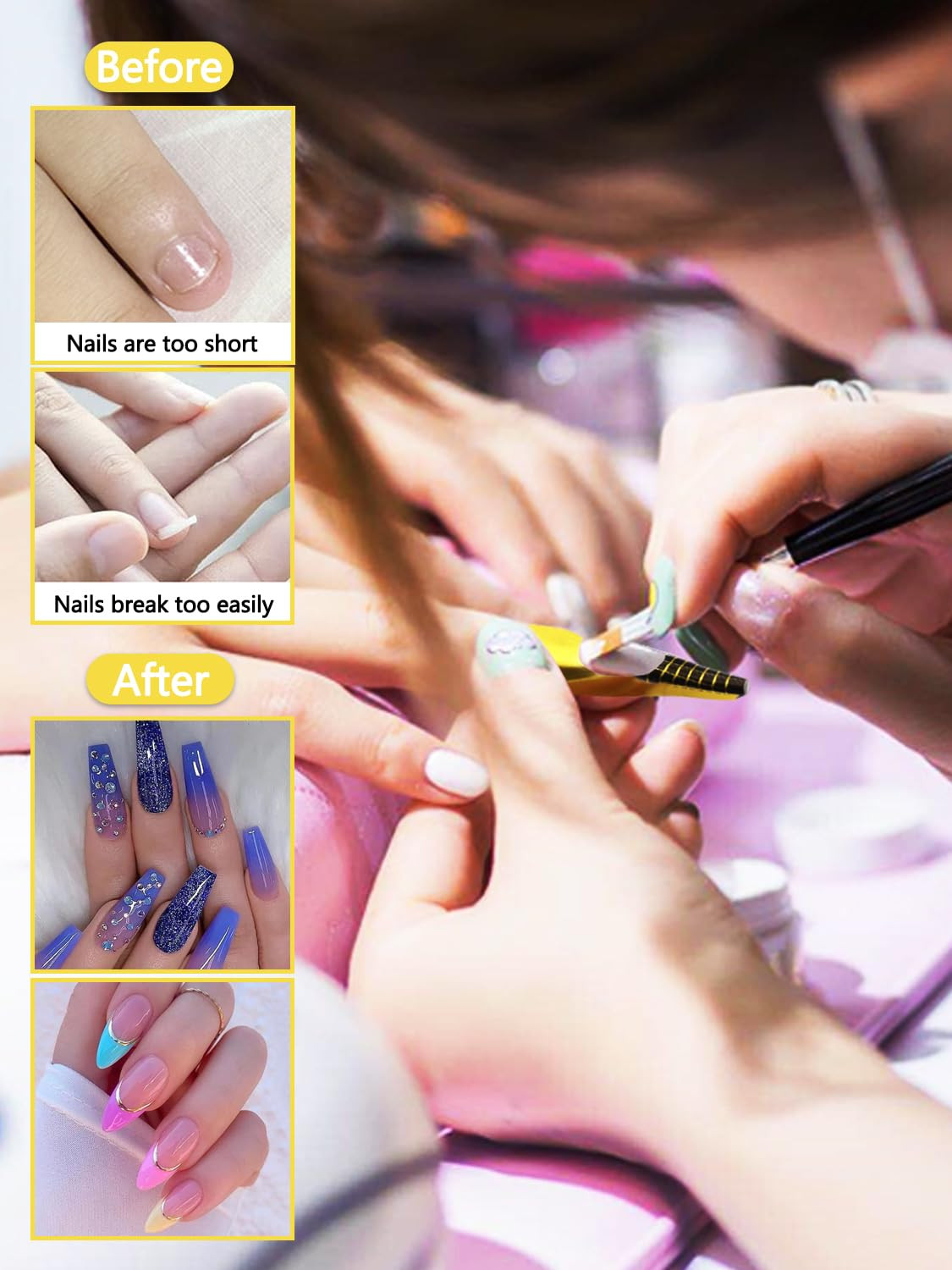 200 PCS Nail Forms for Acrylic Nails, Rectangle Acrylic Nail Forms, Nail