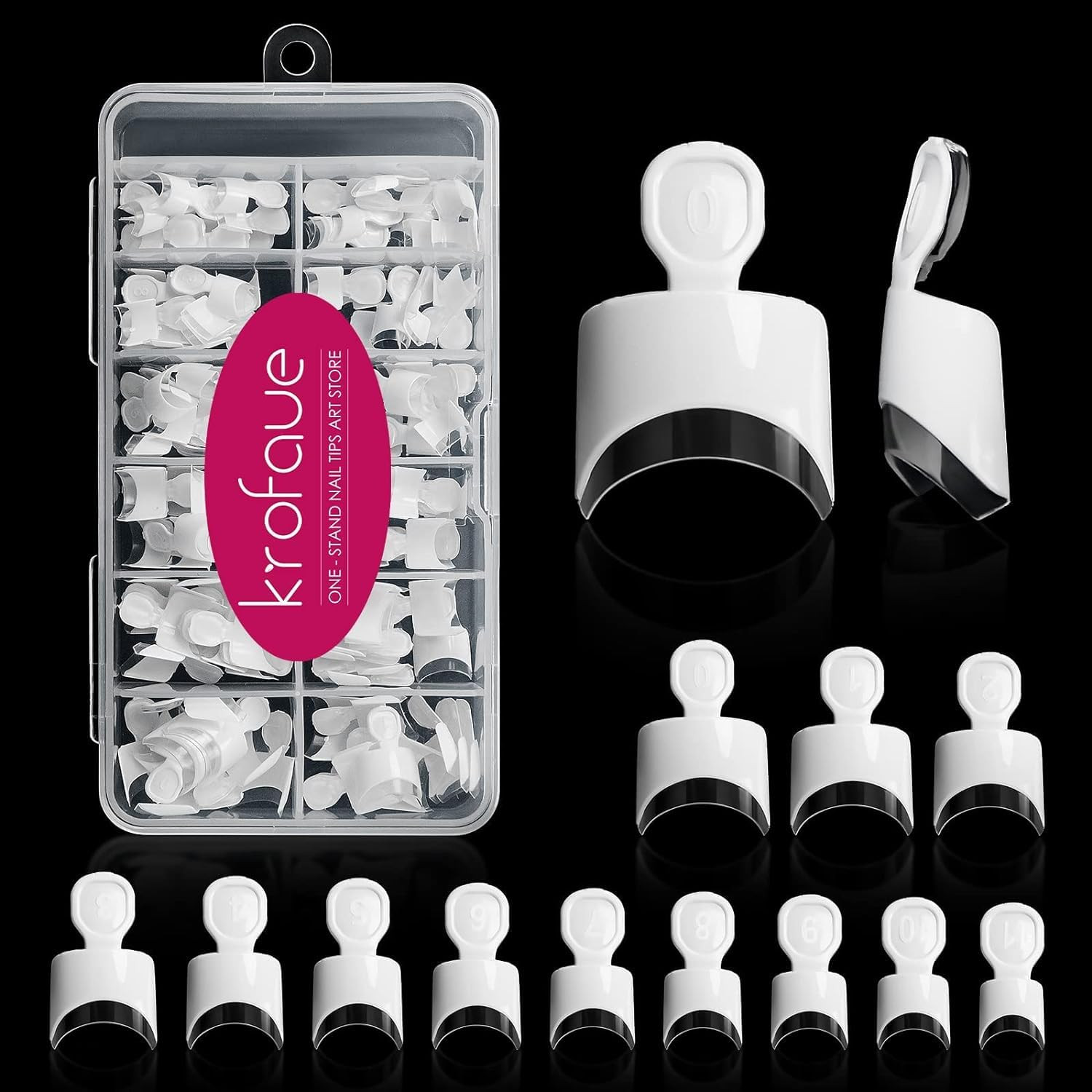 Krofaue Short French Nail Tips – 120PCS Acrylic Short Nail Tips White French Fak