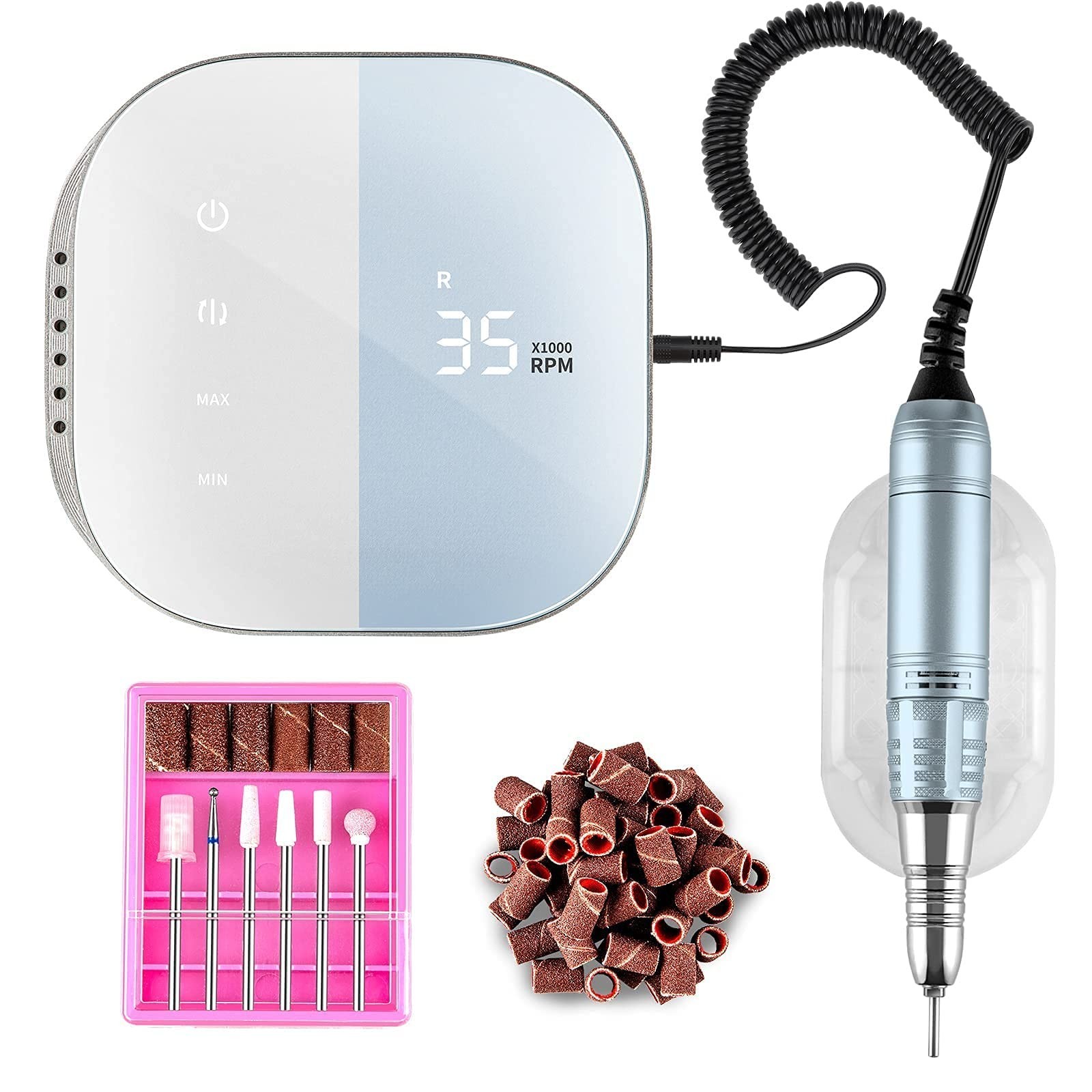 Madenia Professional Nail Drill Machine for Acrylic Nails, 35000RPM Compact C…