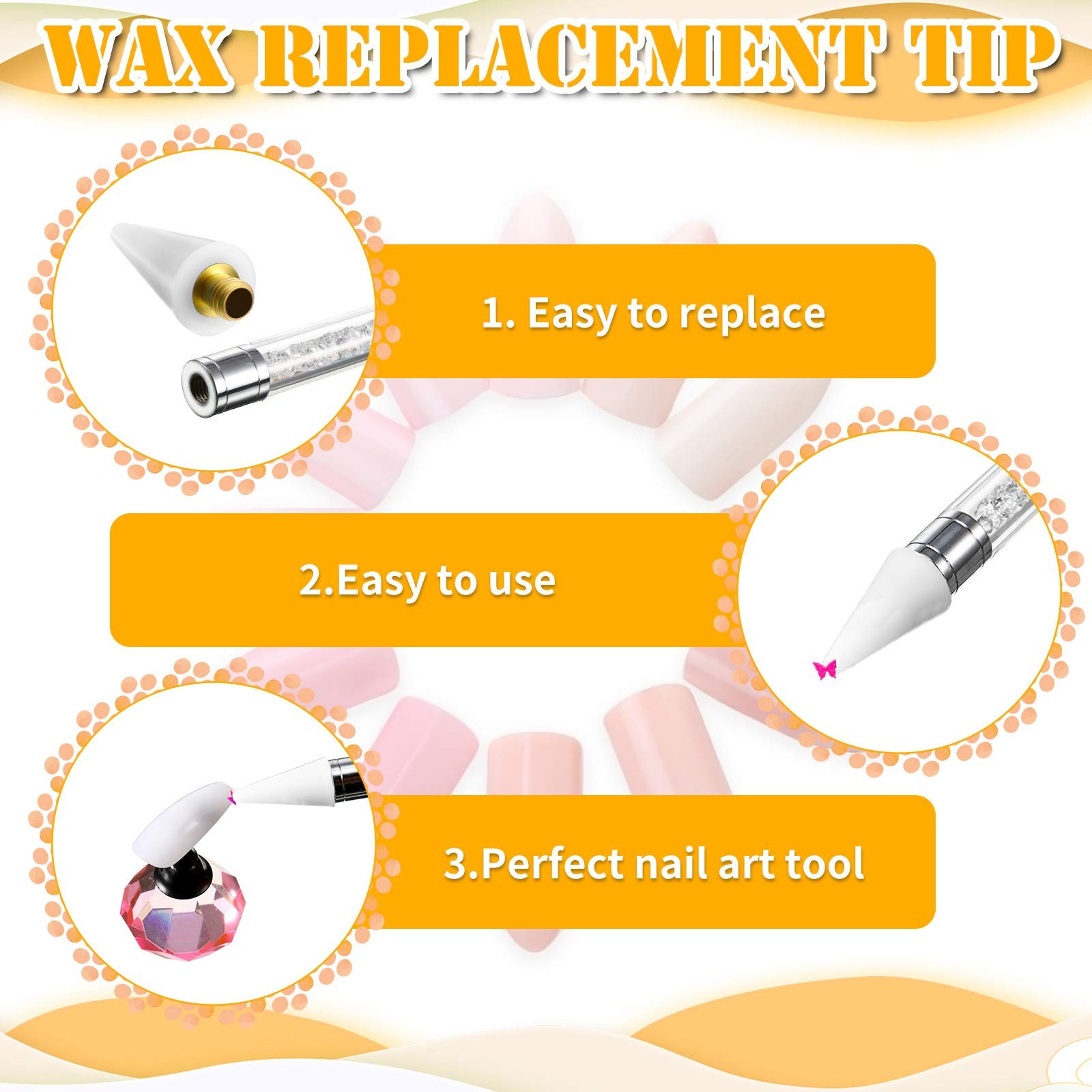 Blulu 16 Pcs Wax Head Tips Rhinestone Picker Tool Rhinestones Replacement Dia…