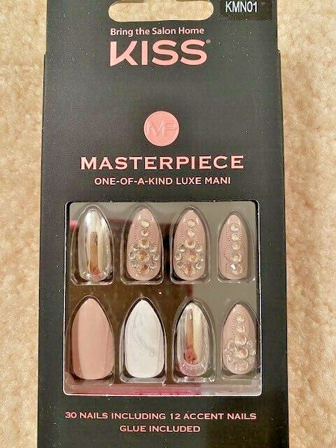 KISS New Masterpiece Luxe Mani Metallic Bling Neutral Artifical Nails BNIB