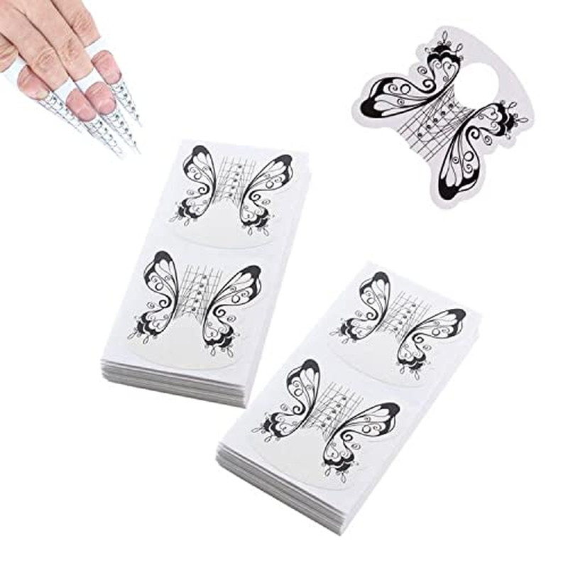 200 Pcs Nail Form Guide Acrylic Tip Extension Forms Black and White Color