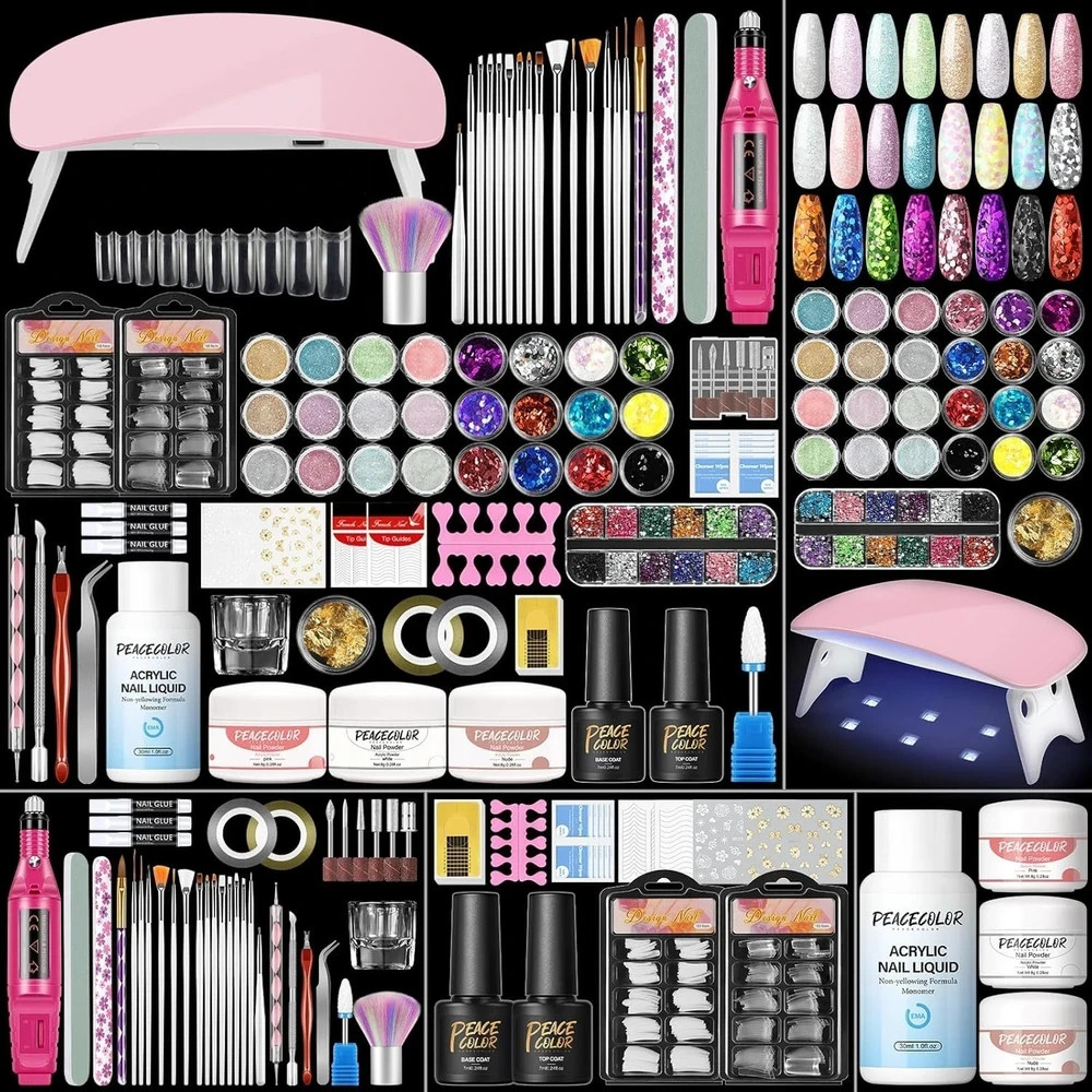 Acrylic Nail Kit with Drill and U V Light, Professional Nail Kit Acrylic Set for