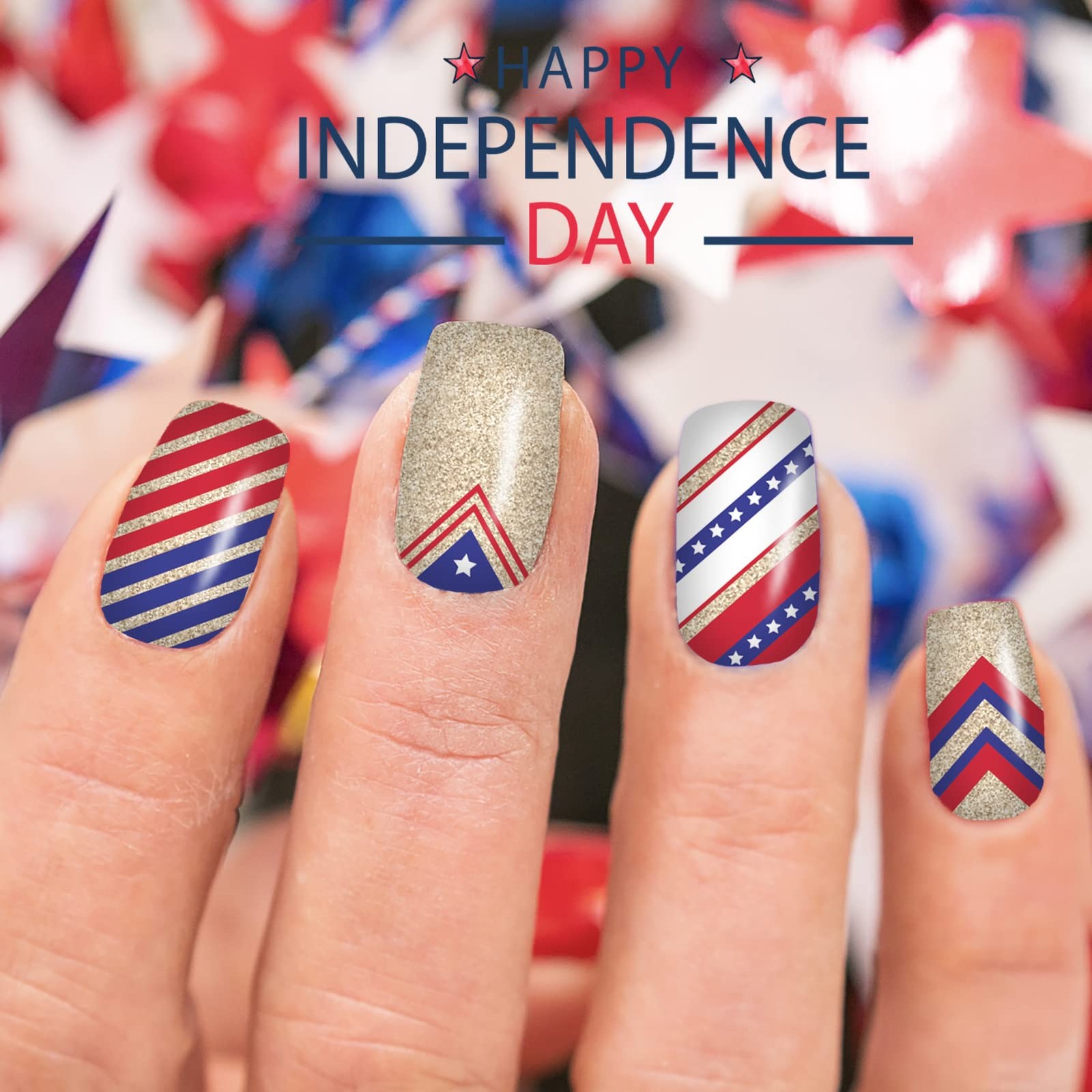 12 Sheets 4th of July Nail Wraps Stickers, Independence Day Full Nail Polish …