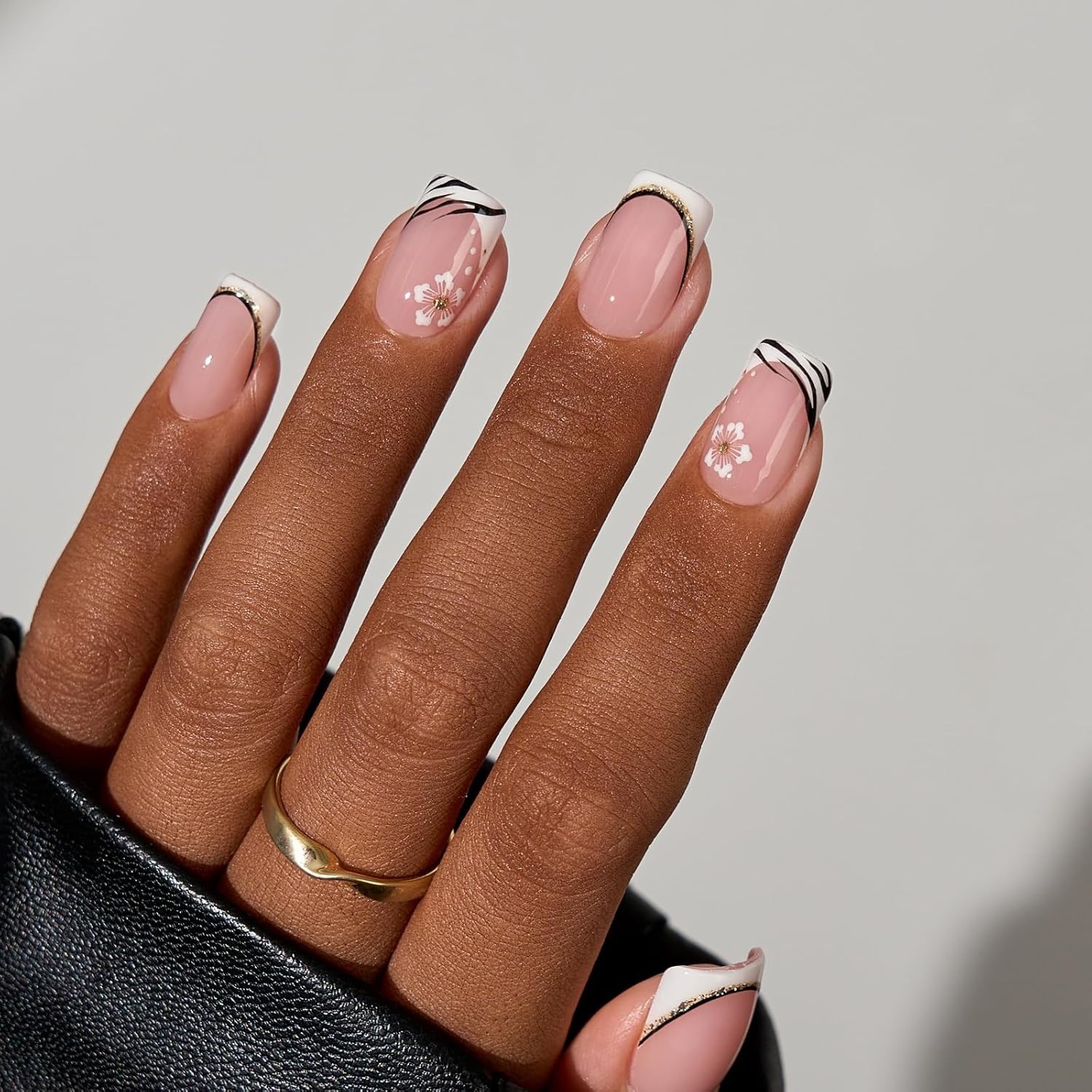 XCOATTIPS 160 Pink Square Soft Gel French Tip Nails with Primer & Base
