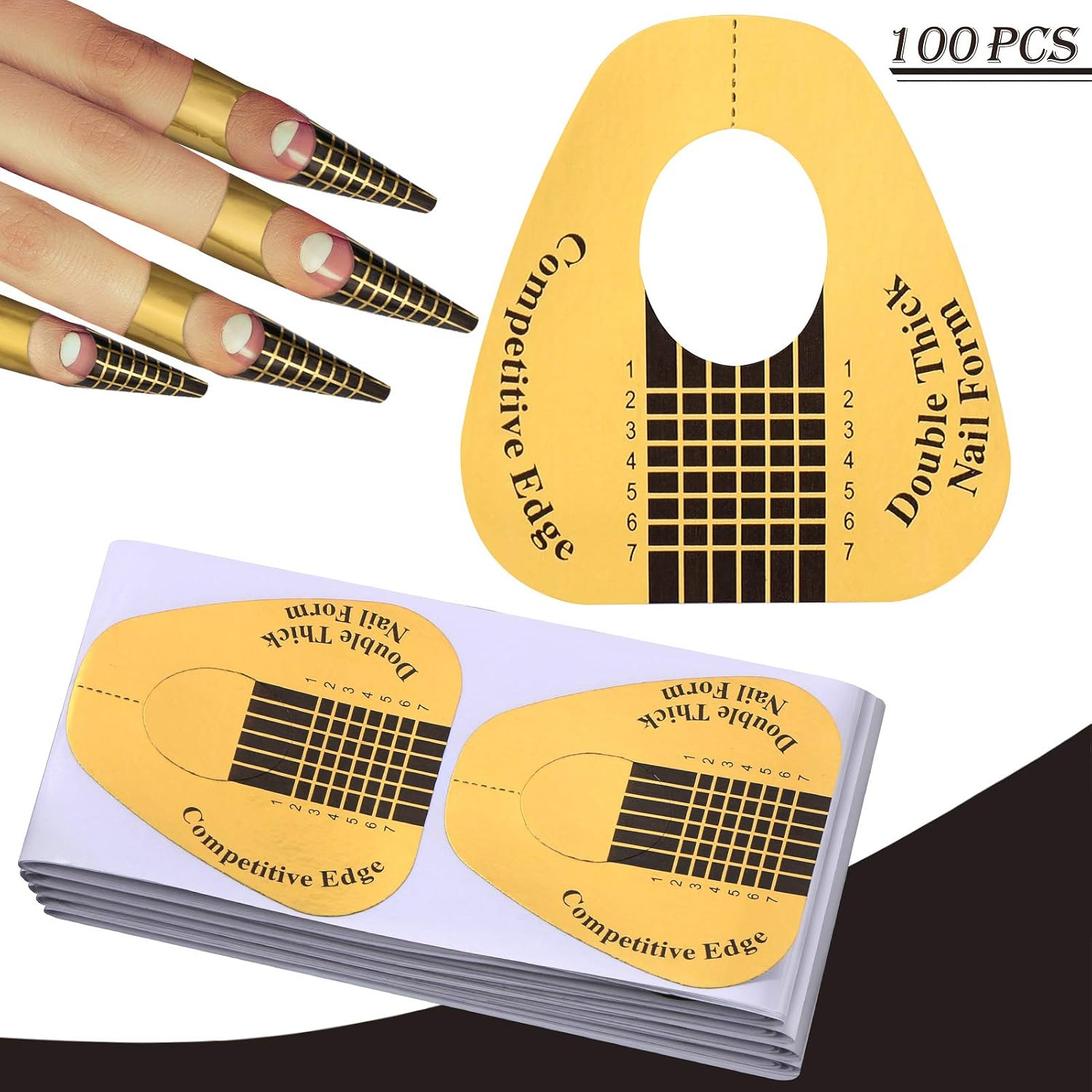 Dual Nail Forms Set 120Pcs Stiletto Gel Nail Molds 100PCS Nail Art Extension Gui