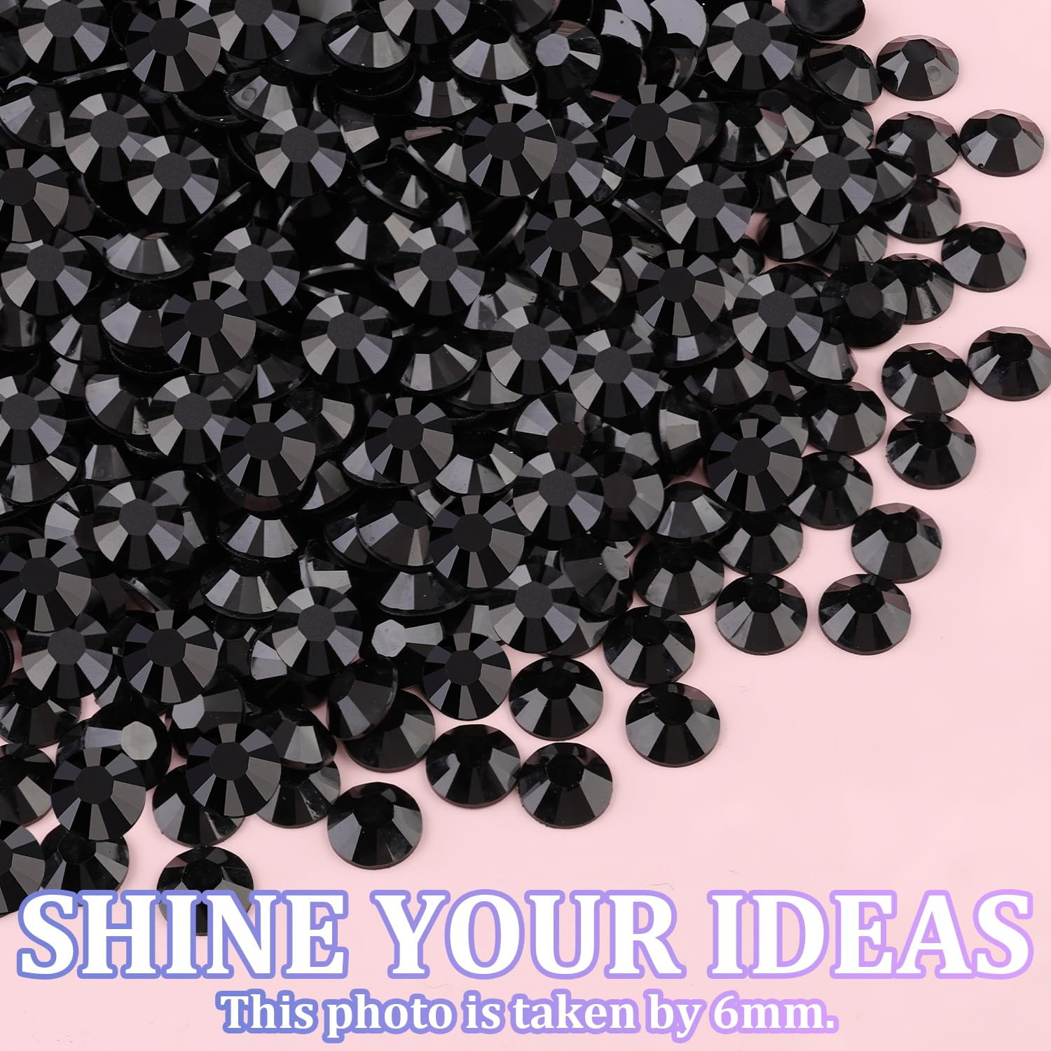 30000Pcs Resin Rhinestones for Bedazzling with Tweezers, Black Rhinestones for C