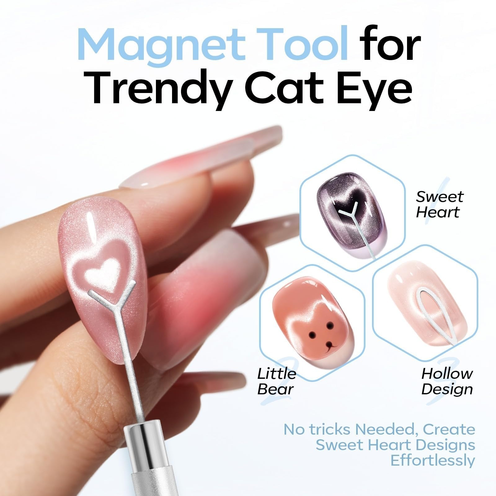 Modelones Cat Eye Magnet Pen Set – 5PCS Dual-head Nail Art Tool