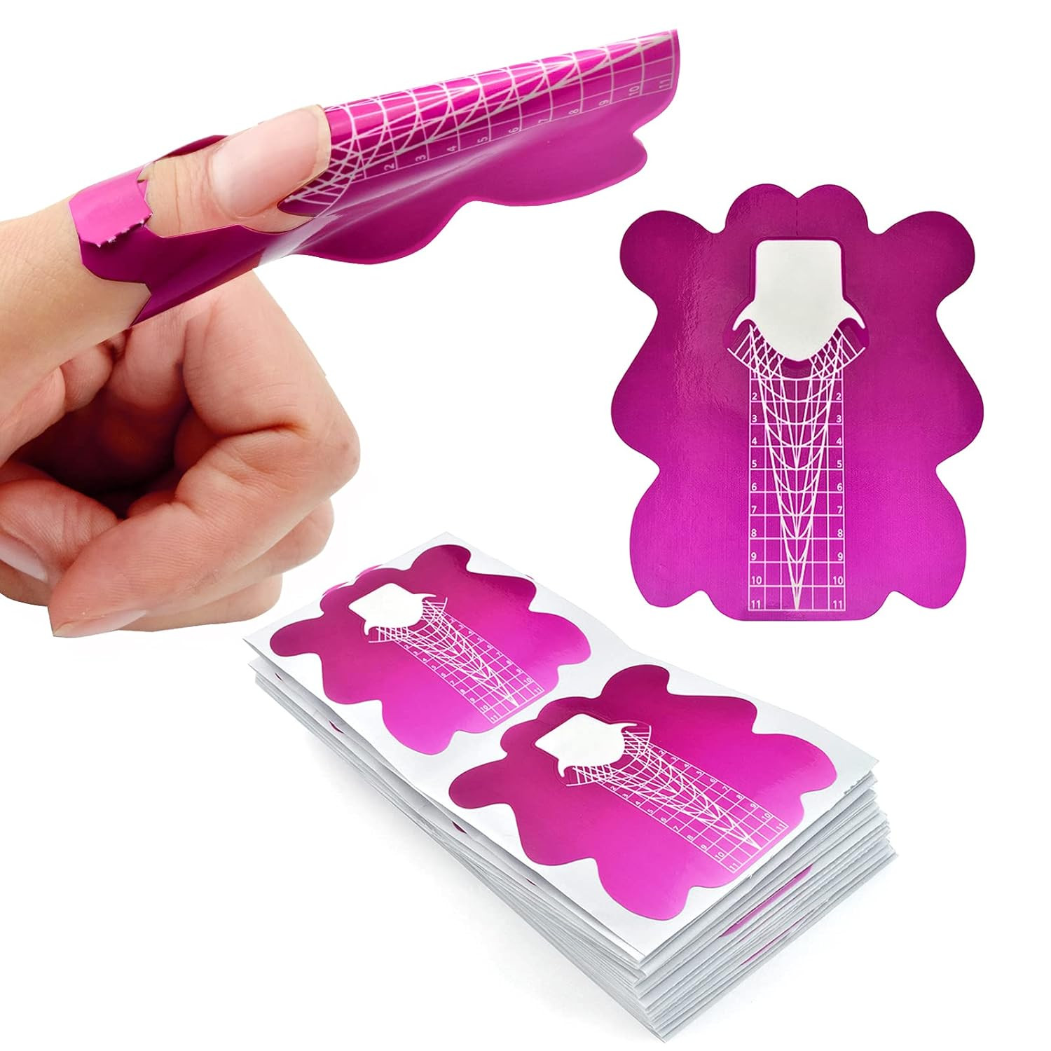 200Pcs Nail Form Sticky Nail Forms for Builder Gel Reusable Sturdy Nail Extensio