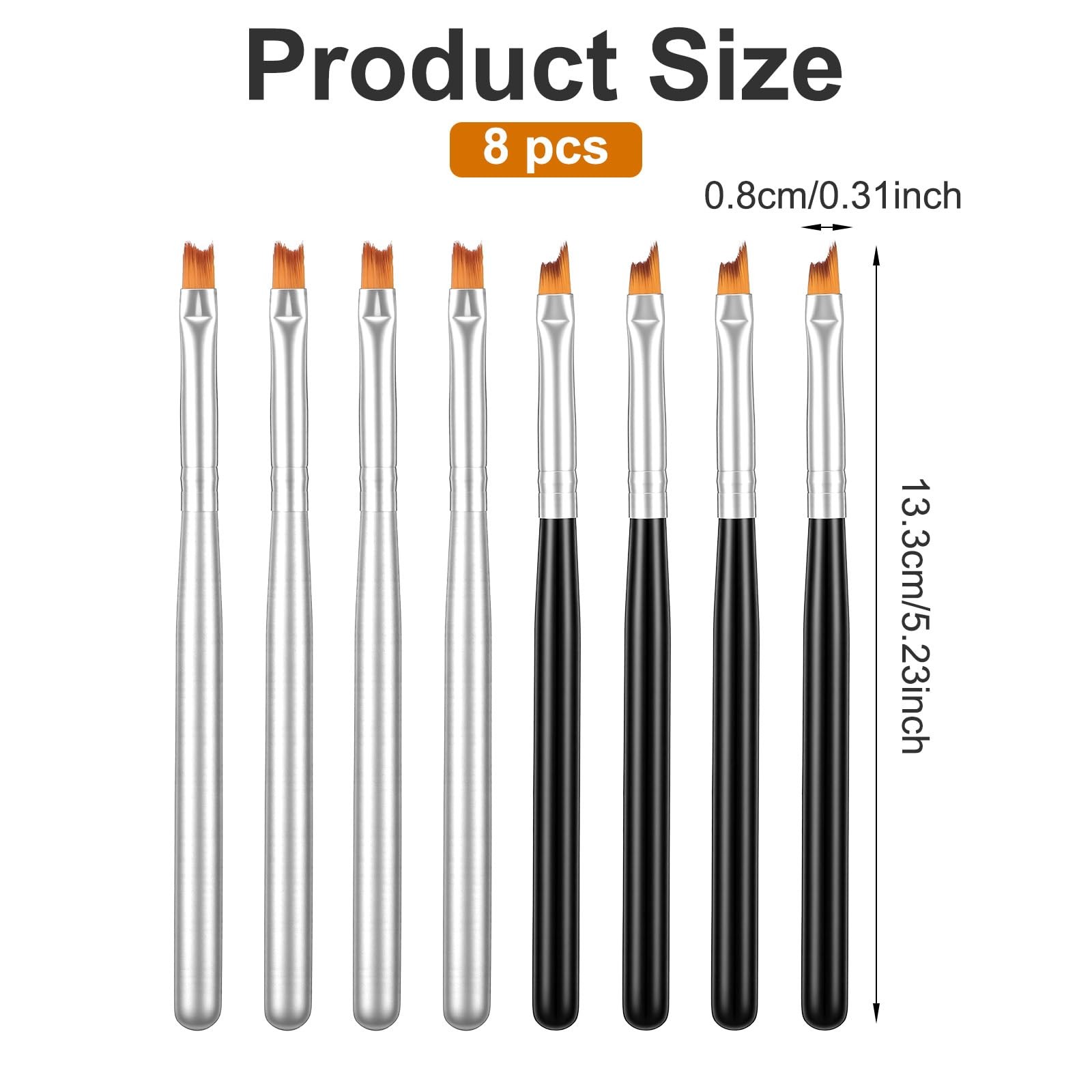 8 Pcs French Tip Nail Brush, Oblique Head French Manicure Brush Moon Shape Na…