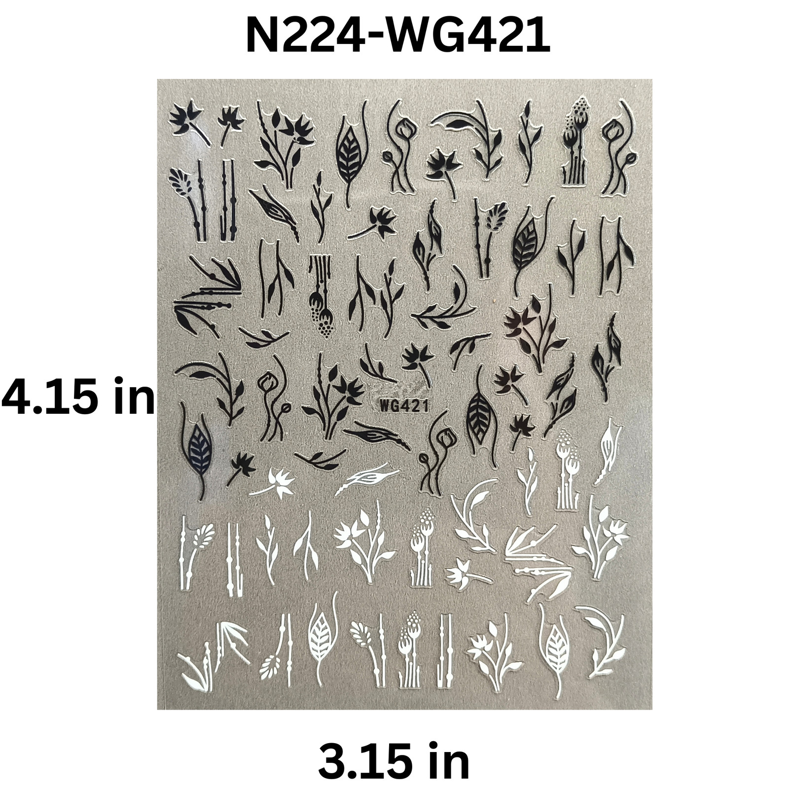 Minimalist Black & White Botanical Floral Nail Art Stickers