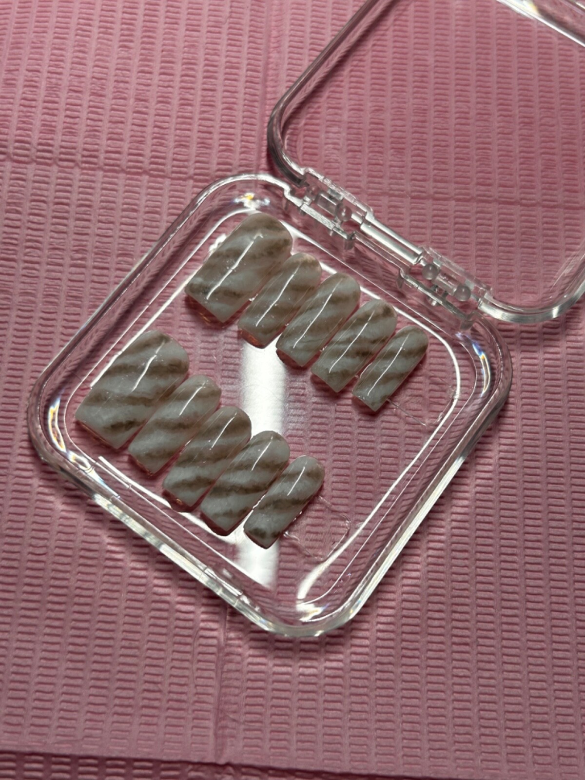 Medium Square Gel Press on nails|Marble|Handmade