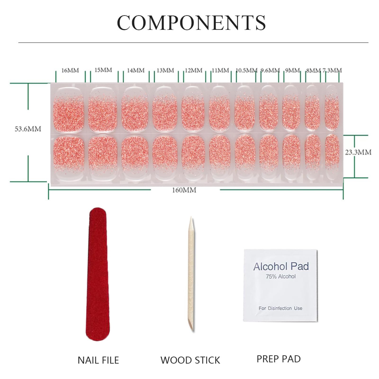 Semi Cured Gel Nail Sticker Glitter Sequins Nail Polish Strips Full Nail Wrap…