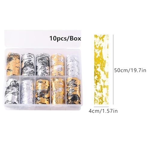 10 Sheets Gold Silver Foil Nail Art Holographic Aluminum Silvery Golden&black