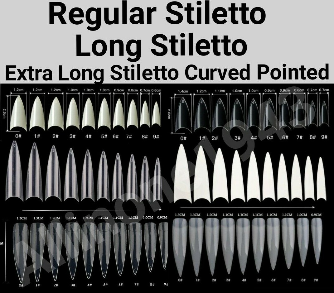 100/500Pc Stiletto/LongStiletto/Long Stiletto Curved Pointed False Nail Tips