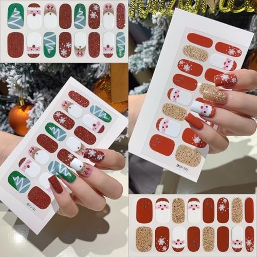 6 Sheets Christmas Nail Art Stickers Winter Cute Elk Snowflake Xmas Tree-2