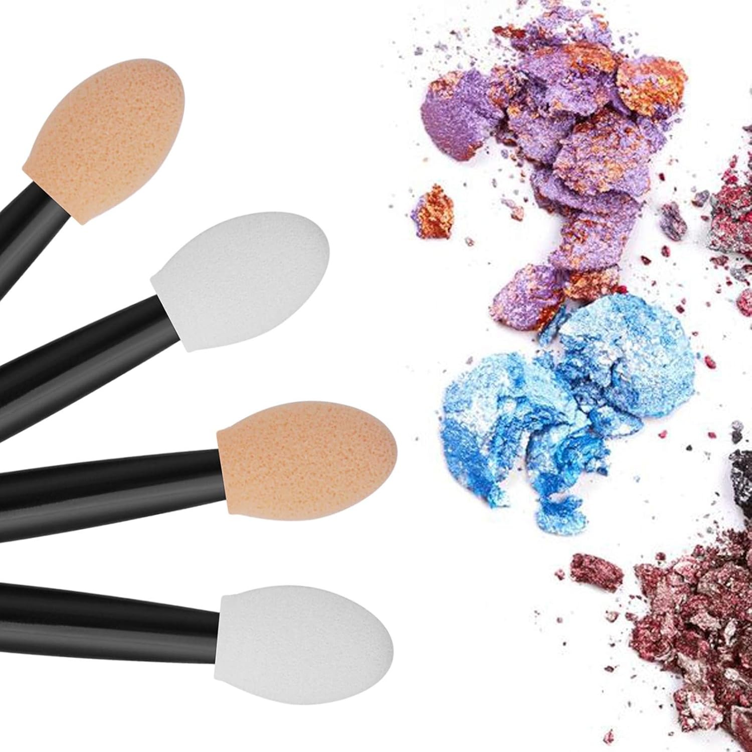 Disposable Sides Eye Shadow Spon Applicators with Container,