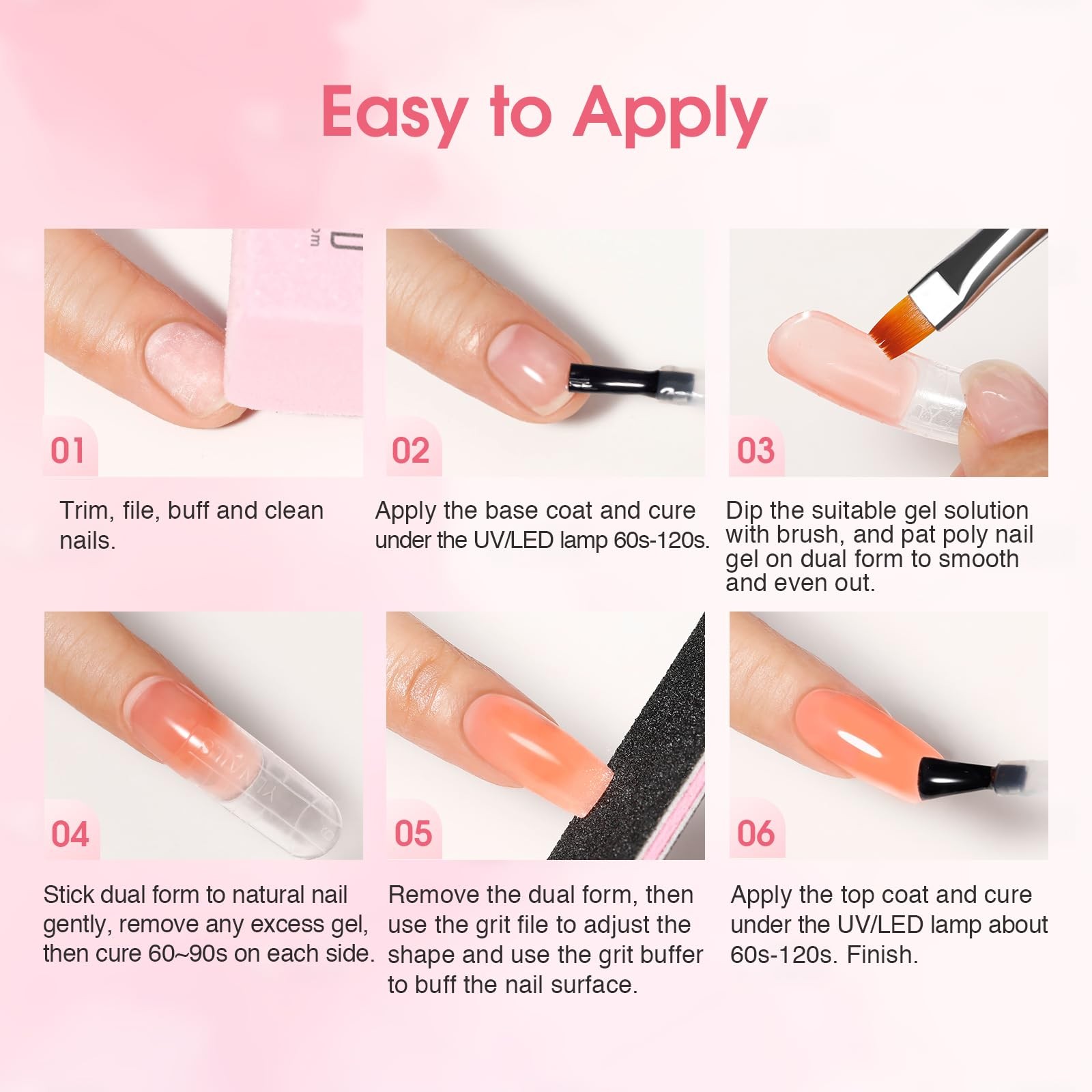 ROSALIND Poly Nail Gel Kit -34 Colors + White Brown Accessories Clear Nude Po…