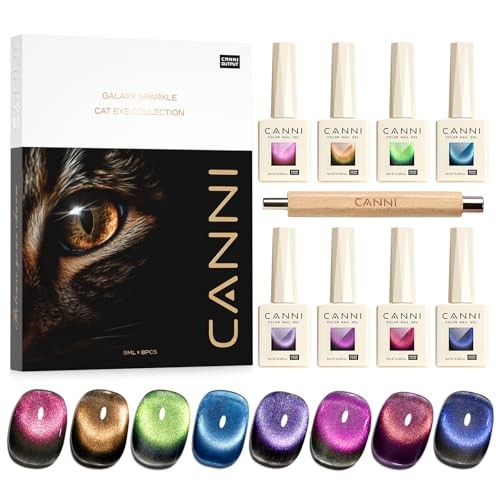 8 Pcs 9 ML Cat Eye Gel Nail Polish Set, Red Purple Pink 8Pcs Cat Eye -F Set