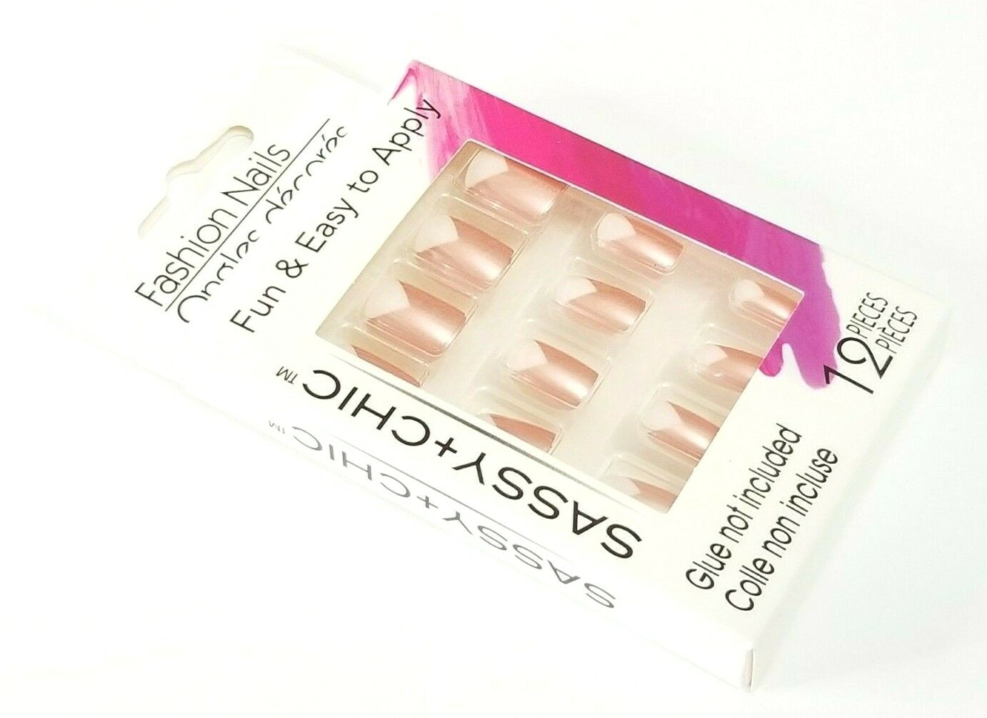 SASSY + CHIC™ FASHION NAILS 12 PIECES FUN & EASY TO APPLY ROSE GOLD