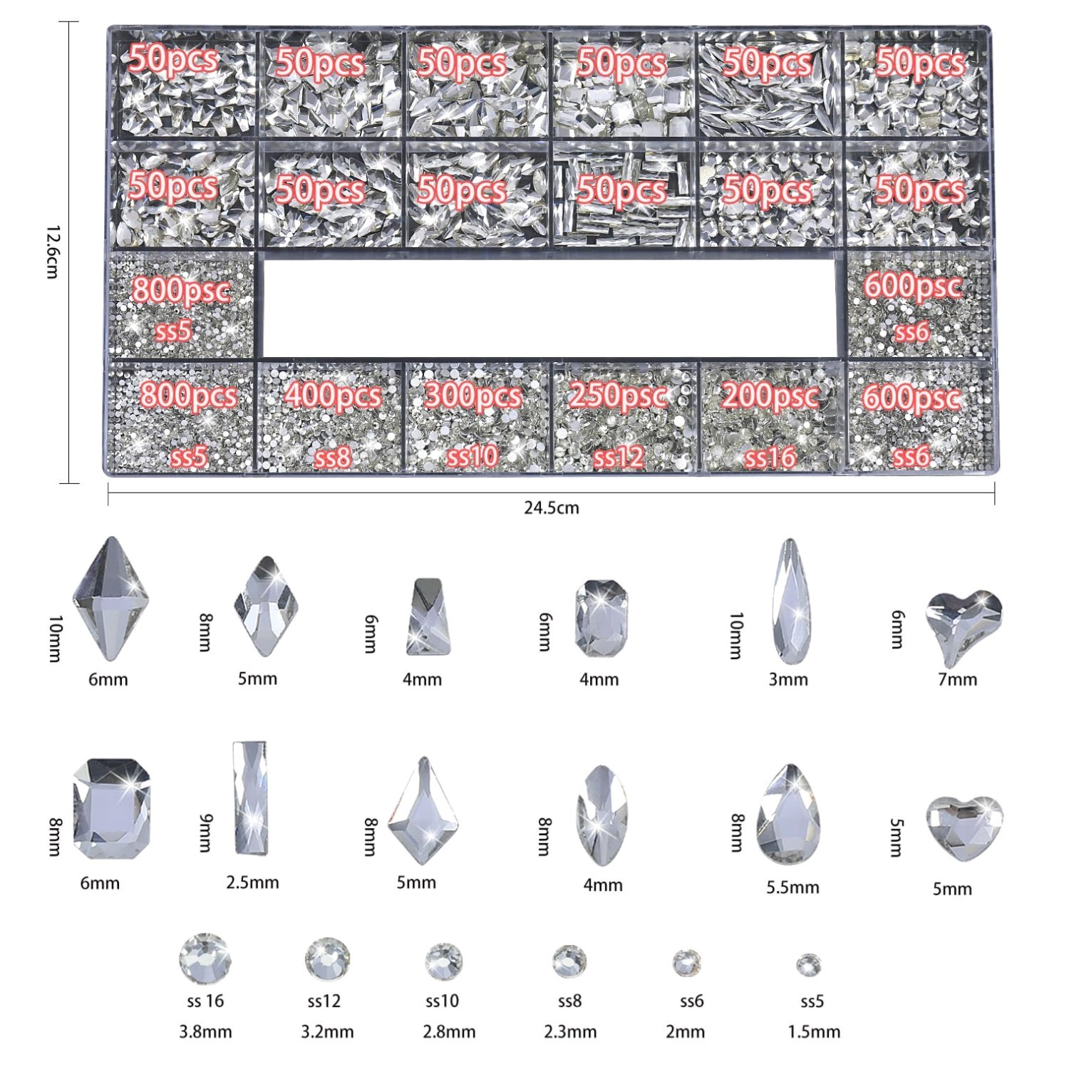 Transparent Nail Rhinestones Kit – 4950pcs