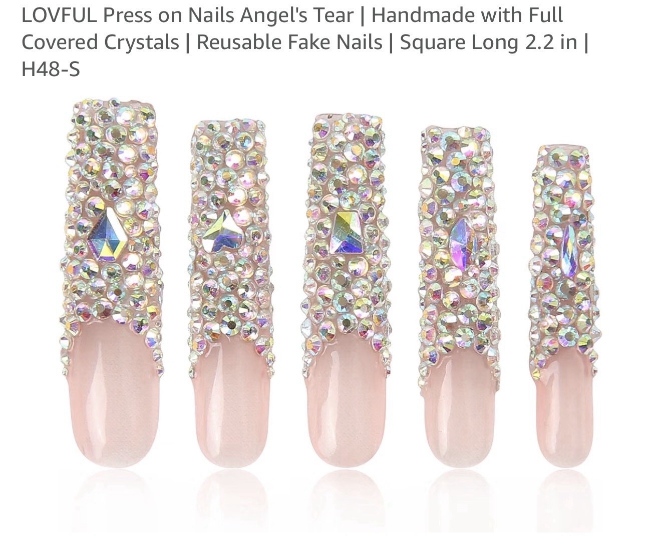 Lovful H27 Long Square Acrylic Press On Nails Size Med