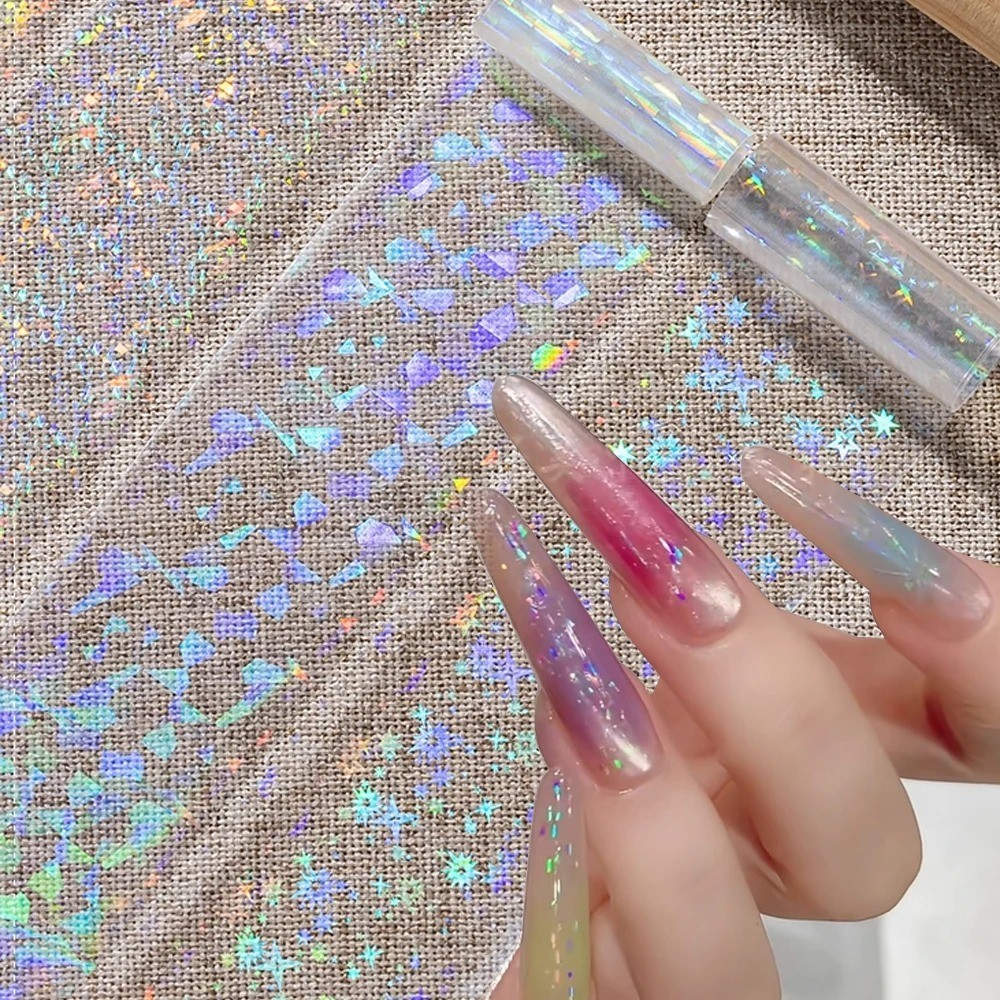 Aurora Nail Foil Transfer Stickers,Nail Art Supplies Holographic Aurora Glass