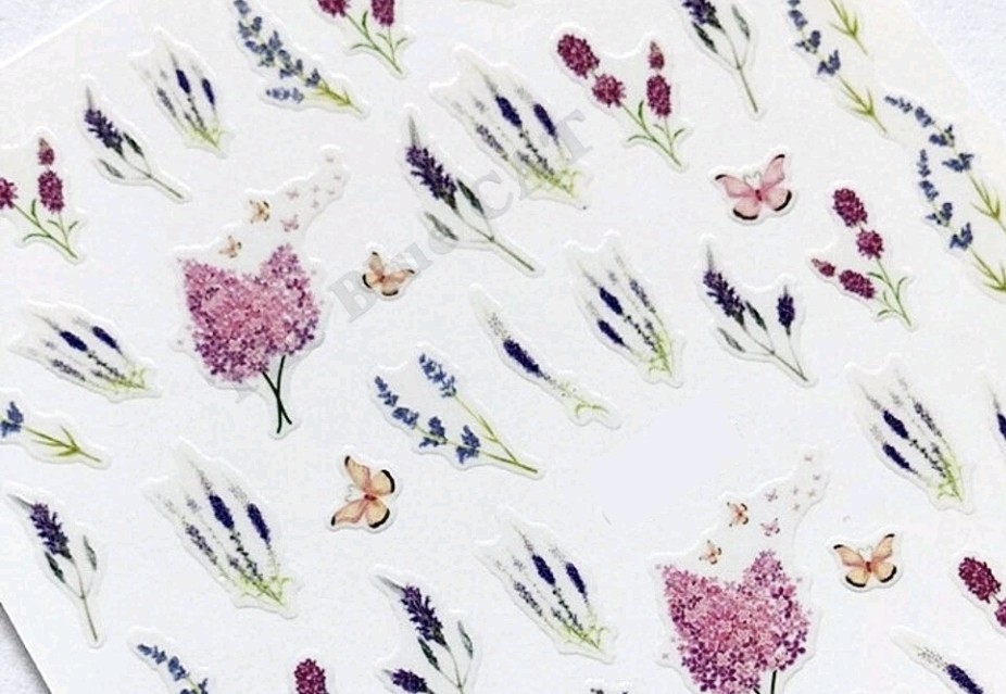 Nail Art Stickers Transfers Spring Summer Flowers Lavender ( CA166 )