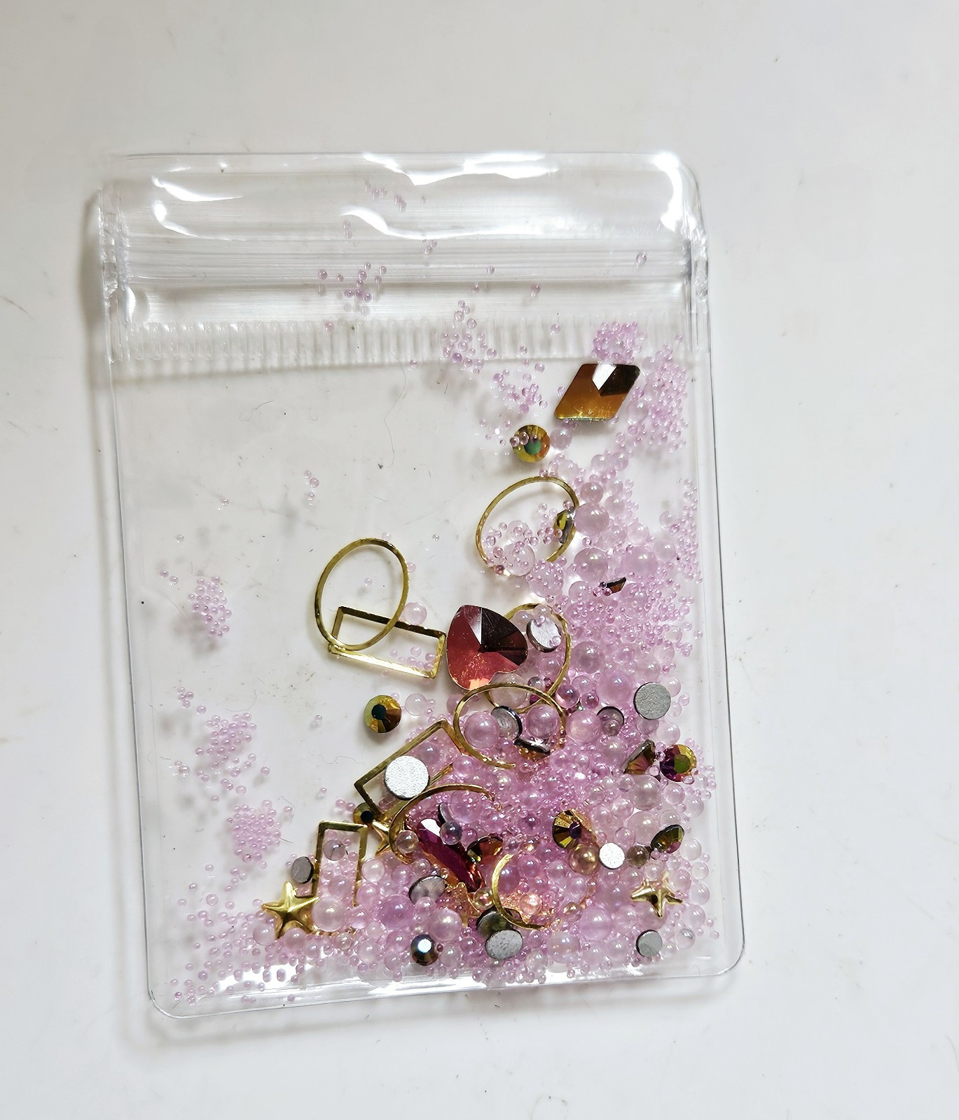 NWT NAIL ART DESIGN GEMS, BEADS & FINDINGS MIXTURE: LIGHT PINK CRYSTAL!