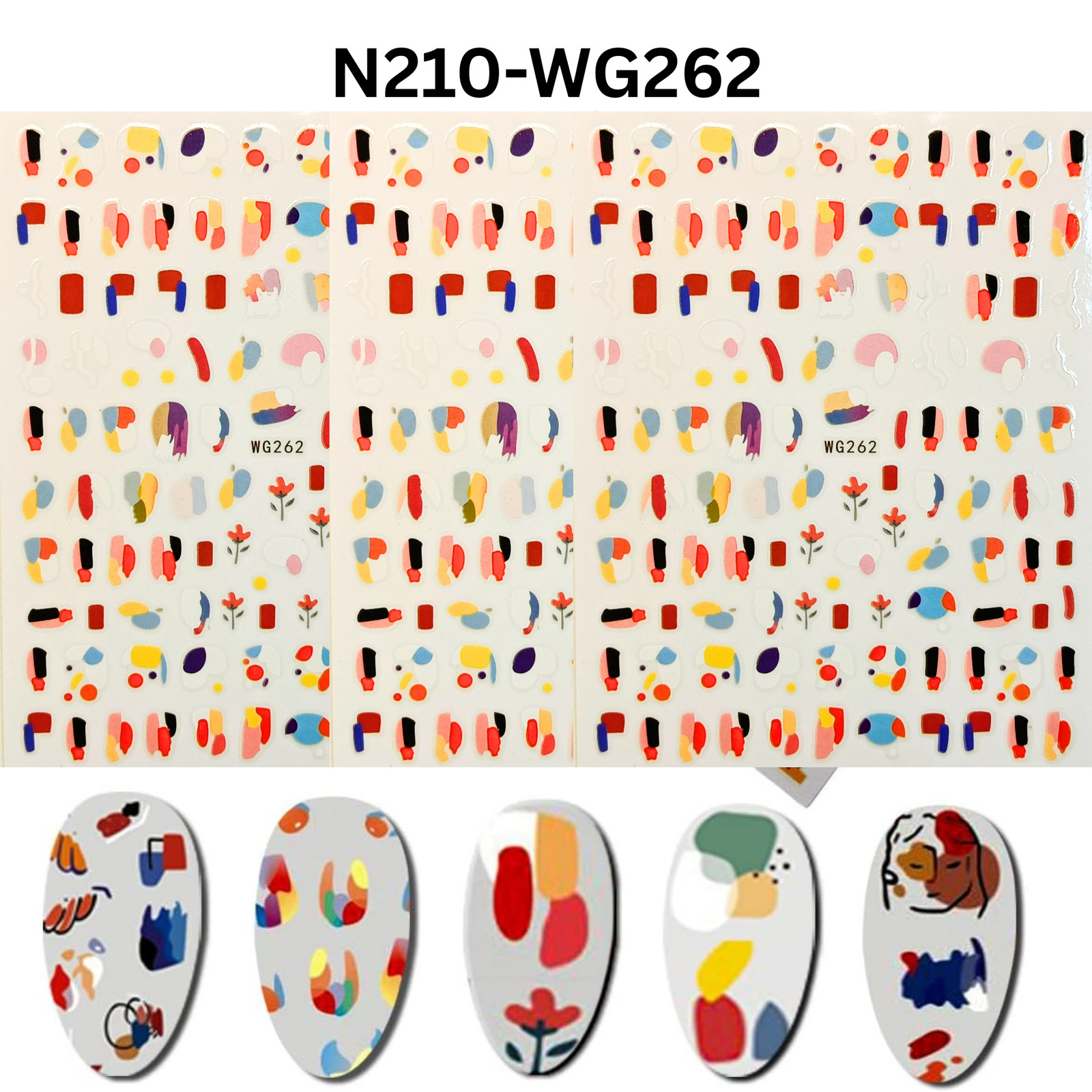 Modern Abstract Nail Art Stickers Multi-Color Geometric DIY Nail Decor