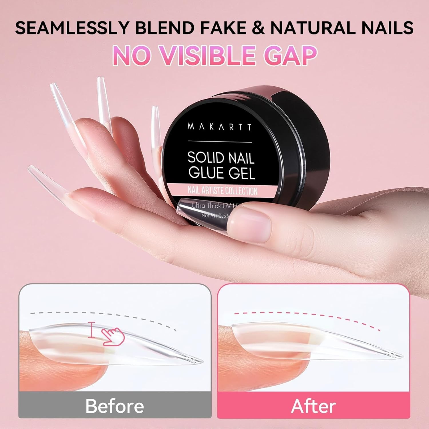 Makartt Solid Nail Glue Gel for Press on Nails: Strong Gel Nail Glue for Fake Na