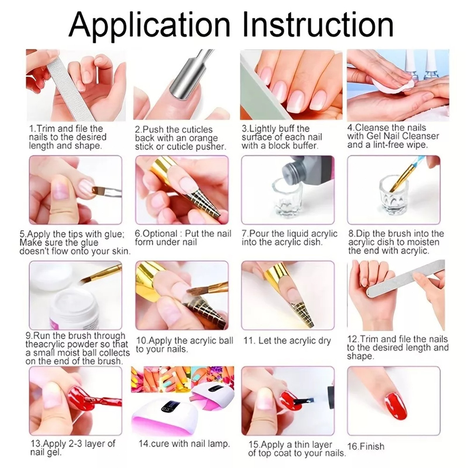Acrylic Nail Kit Art Manicure Kit Powder & Liquid Monomer Nail Set Nail Glitter