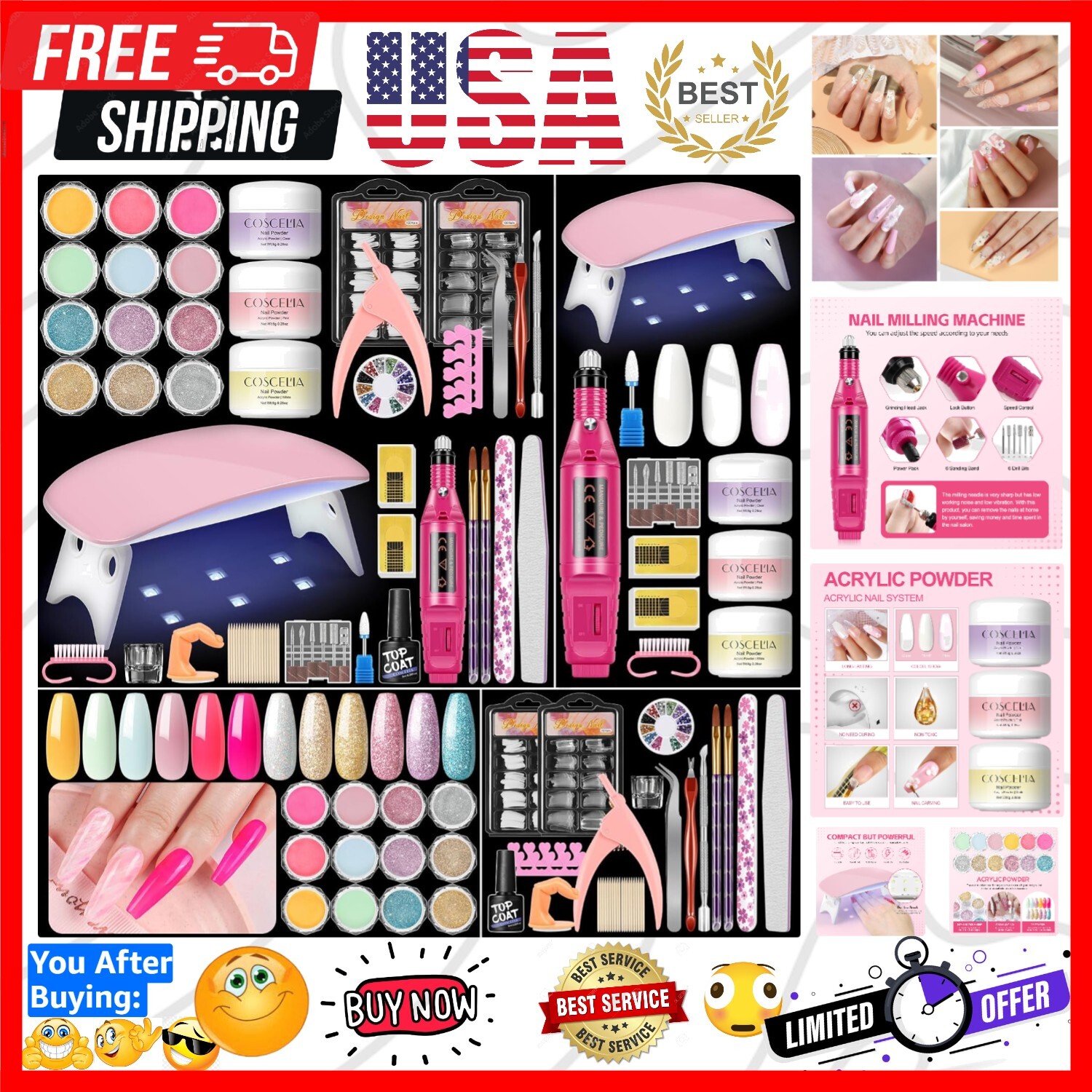 Acrylic Nail Kit for Beginners with Everything Nails Kit Acrylic Set with Dri…