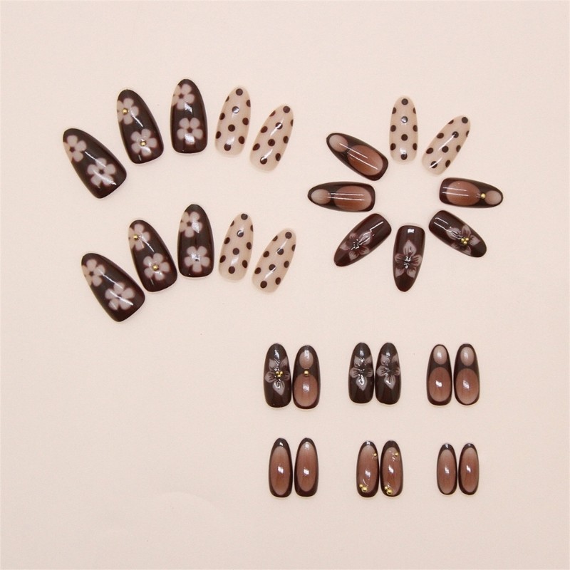 30Pcs Set Artificial Nail for Various Hand Size Multiple Size Retro Polkas Dots