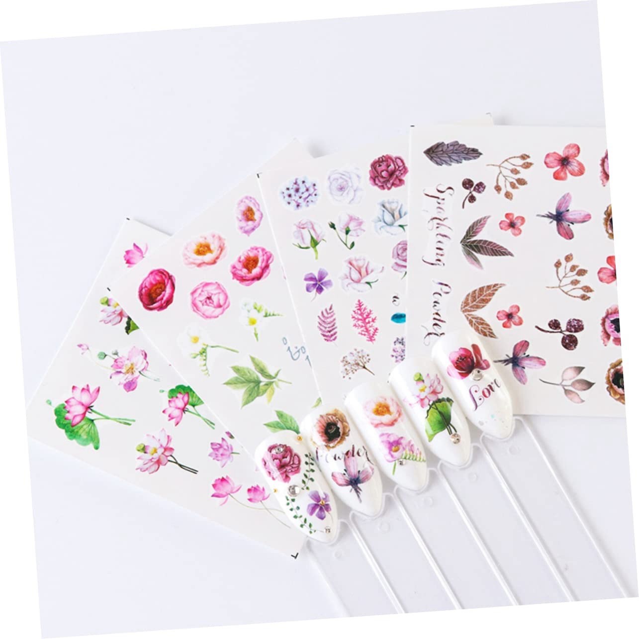 Nail Stickers Nail Art Decals 24pcs Set Watercolor Floral Manicure