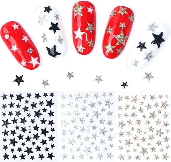 3D Nail Sticker Glitter Shiny Star Nail Slider Manicure DIY Nail Art Decoratio❄