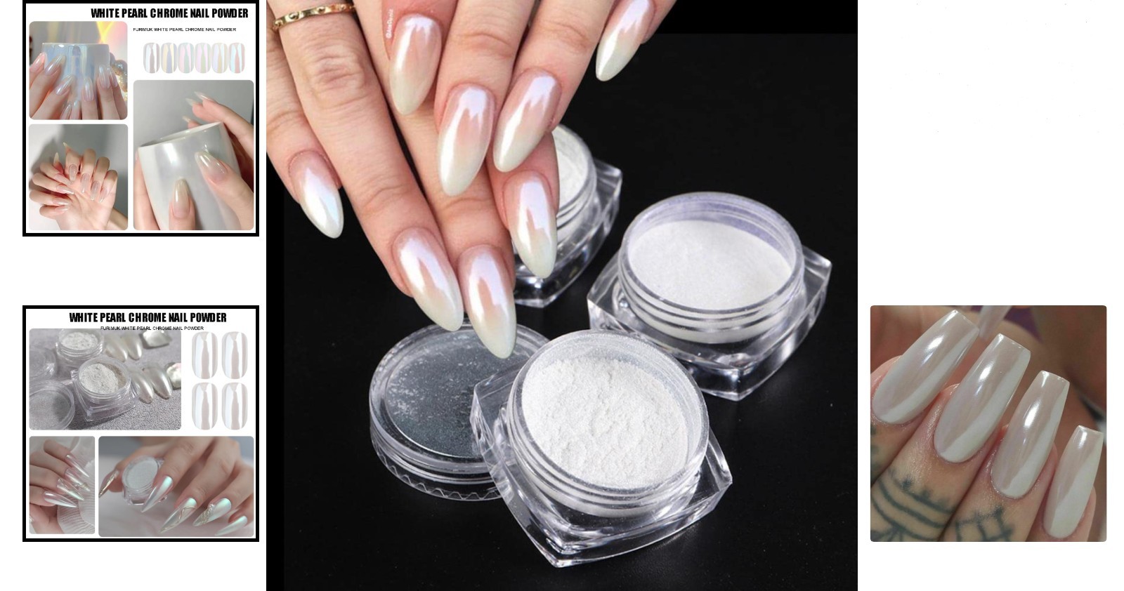 2 Boxes of White Pearl Chrome Nail Powder – Aurora Magic for Dazzling Manicures