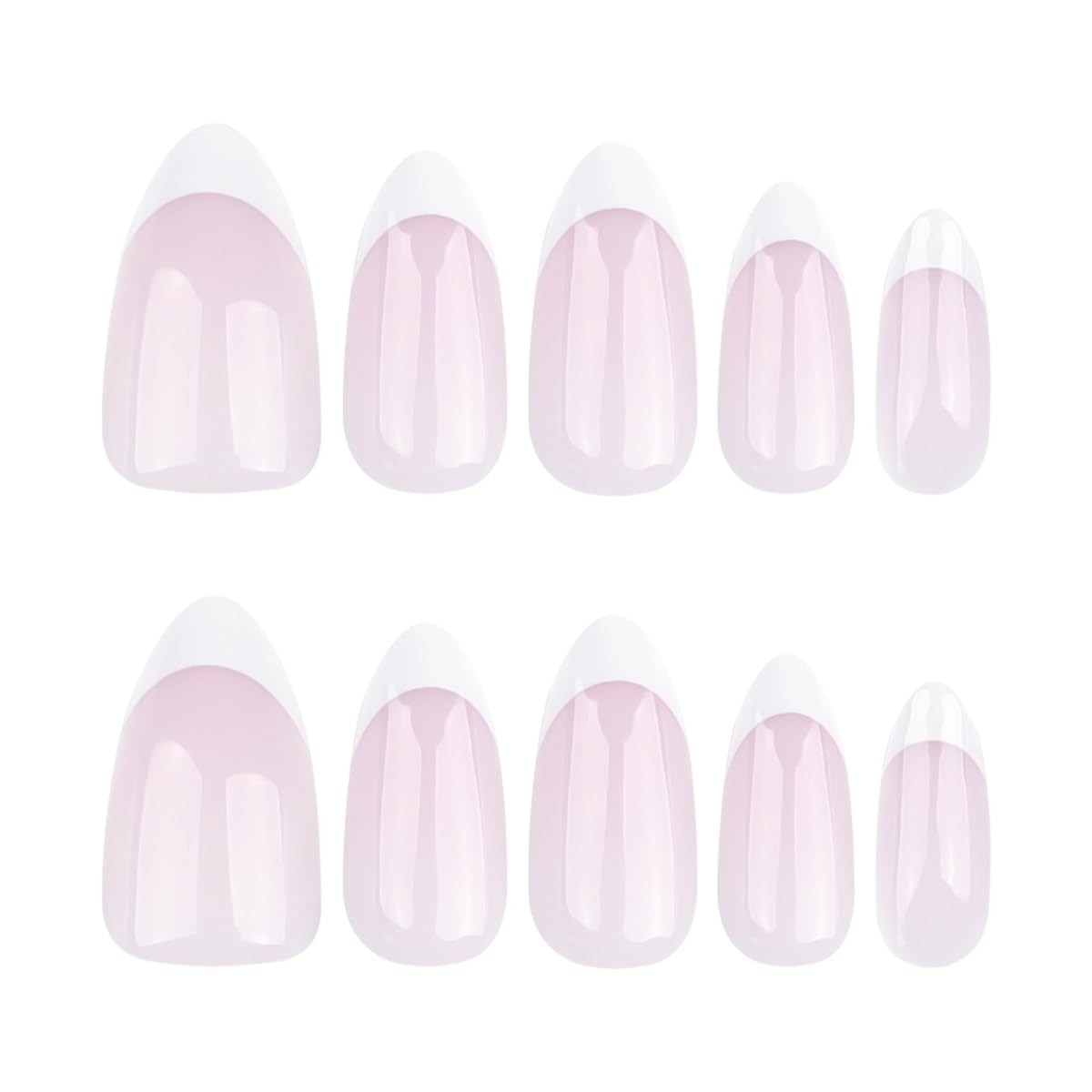 French Press on Nails Medium Almond Fake Nails Milky White Nails Press ons wi…