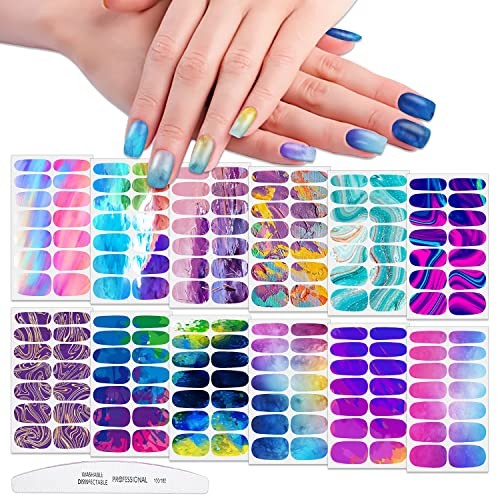 12 Sheets Blooming Gradient Nail Polish Strips For Women KIT4 Colorful Ombre