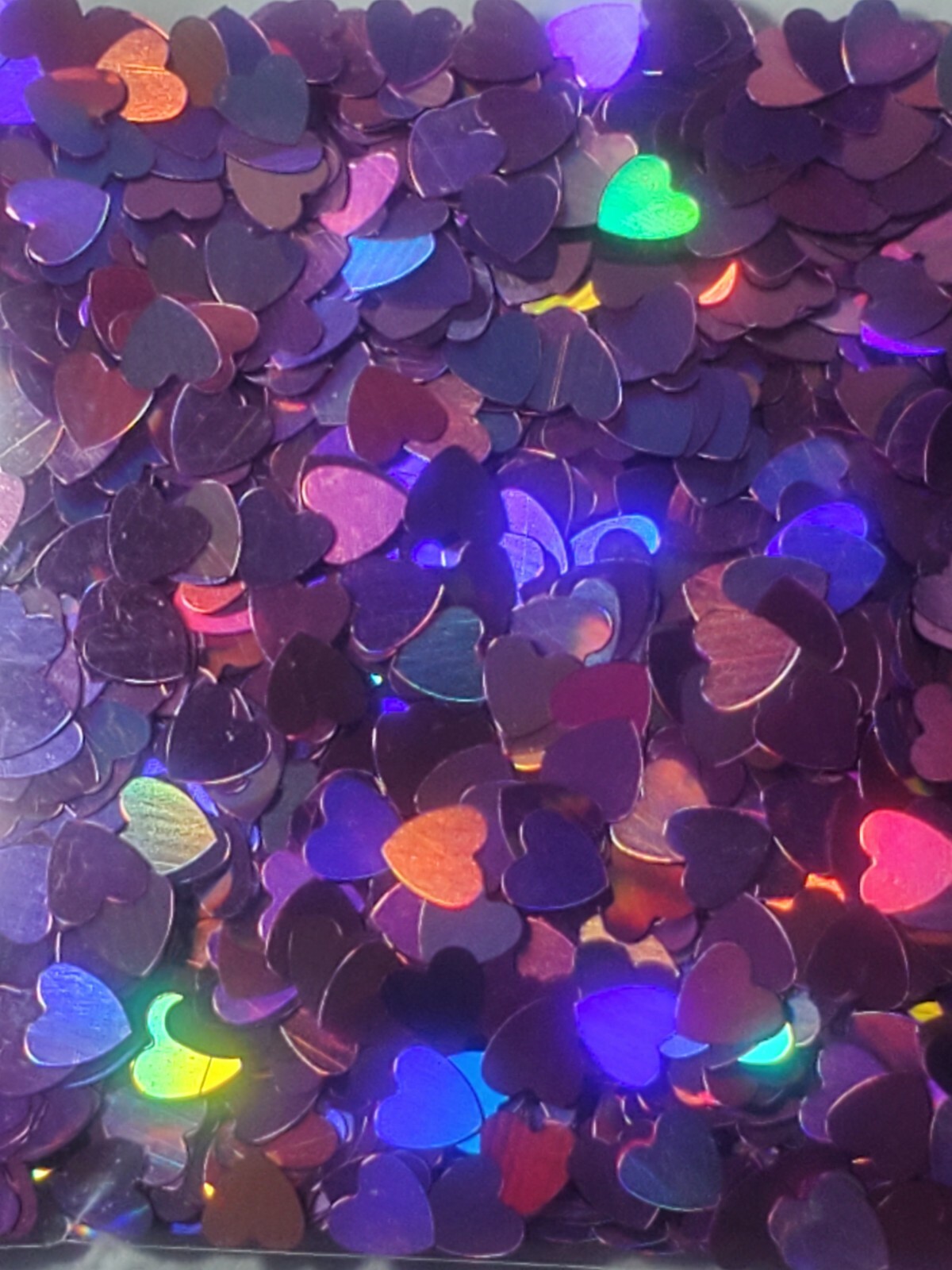 Rainbow Holographic Reflecting Lavender Hearts Glitter for Nails Festivals Craft