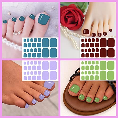 20 Sheets Toe Nail Wraps Glitter Solid Toenail Polish Strips for Women NO 2