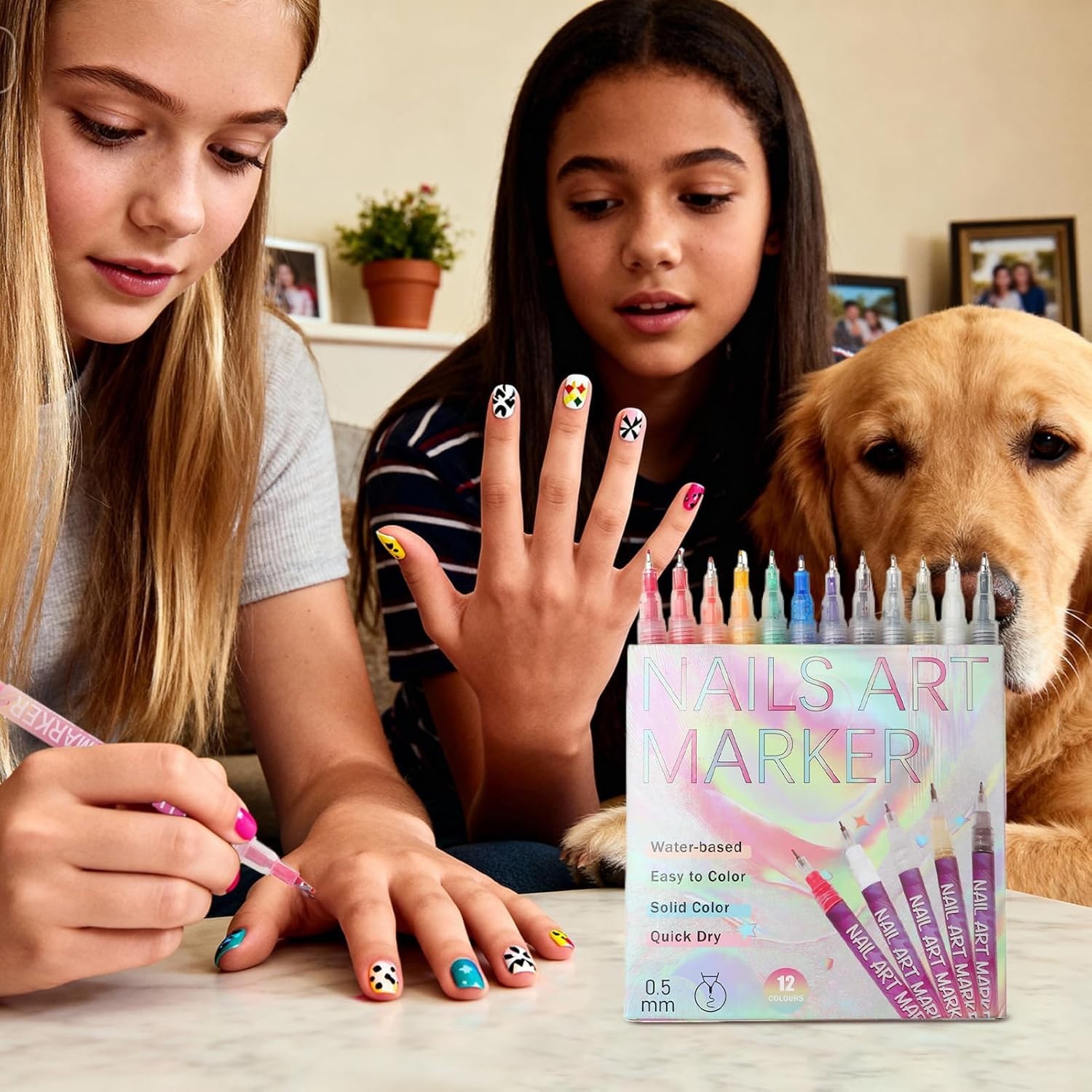 Nail Markers, Fingernail Pens with Dotting Tips, Art Marker for Women, 12 Colors