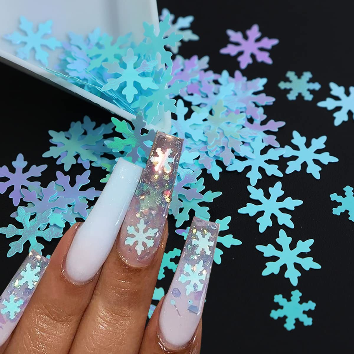 3D Snowflakes Nail Art Sequins Blue Snowflake,Pink Snowflakes,White Snowflake…