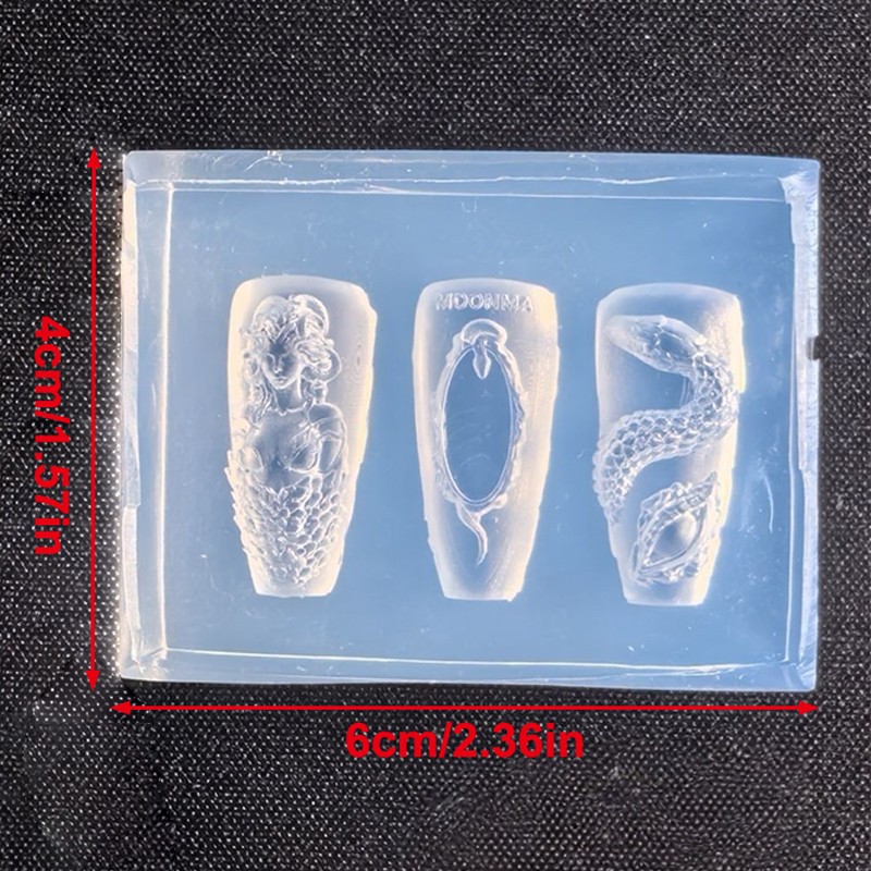 1Pcs Silicone Nail Mold Beautiful Women Snake 3D Nail Template Nail Art Mold DIY