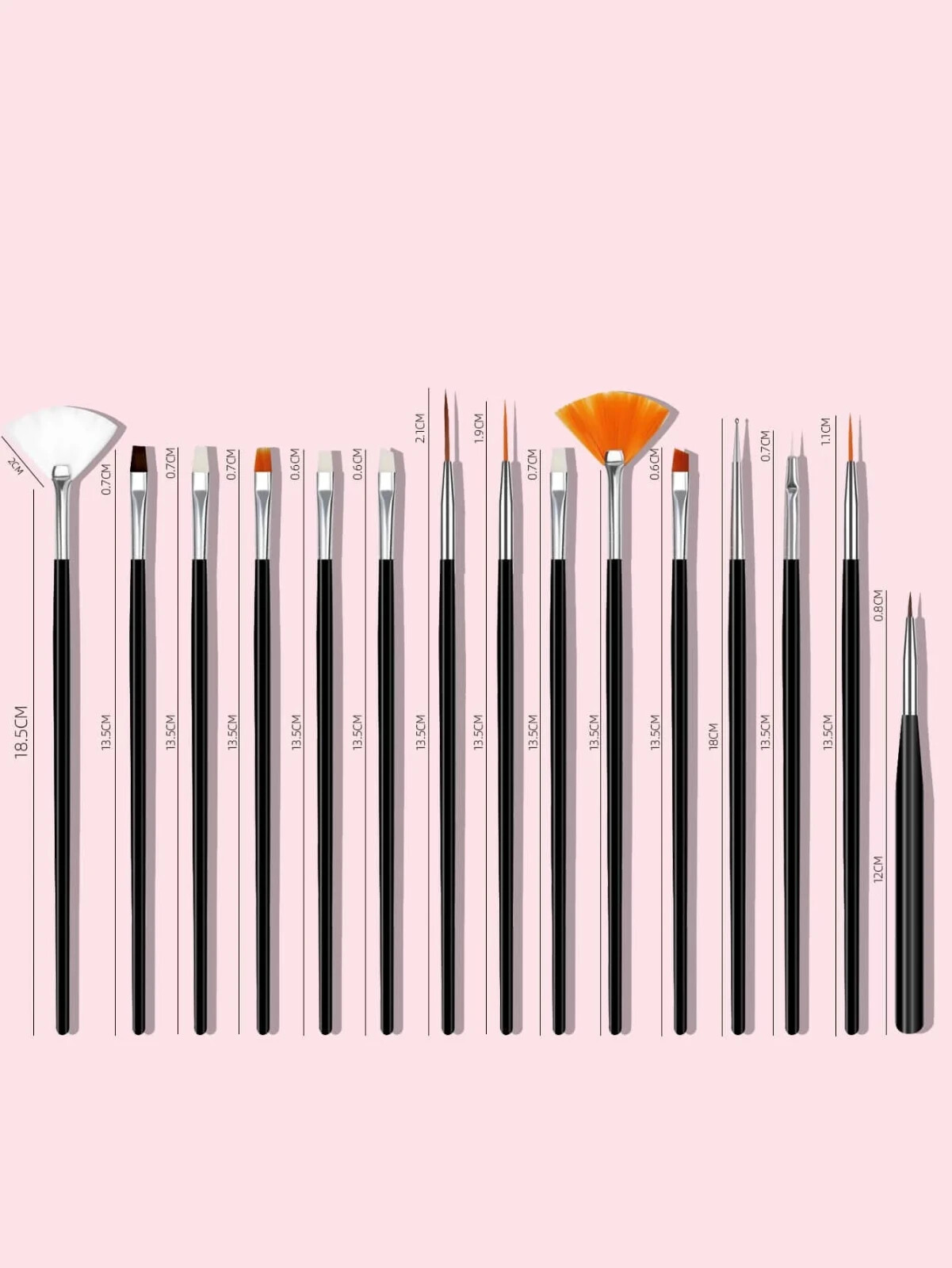 15 Pc Nail Brush Set. Painting, Detailing, Art, Paint, Glitter New Brushes