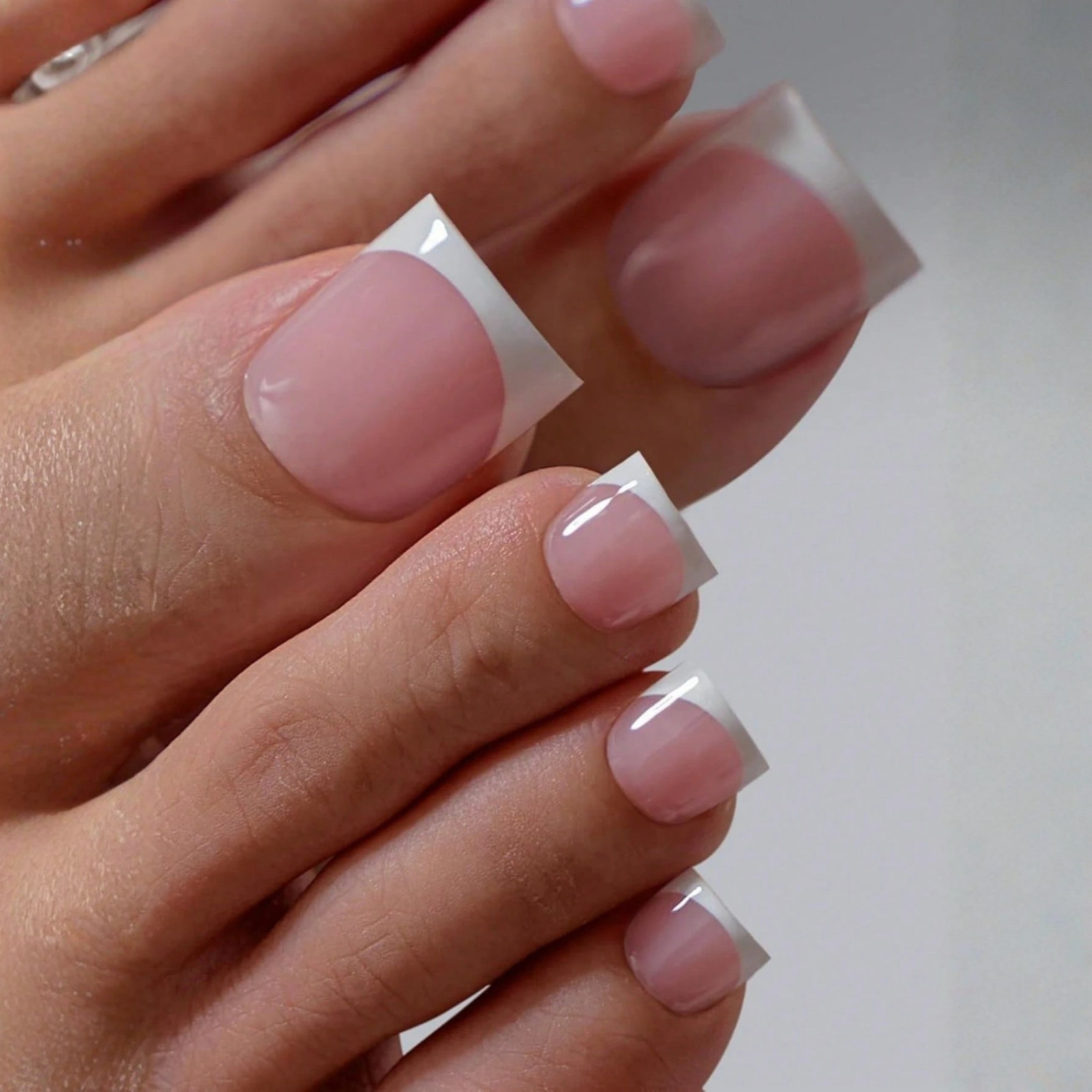 150x Press-On Fake Nail Tips Toenails Short Square French Soft Gel 15 Size Nails