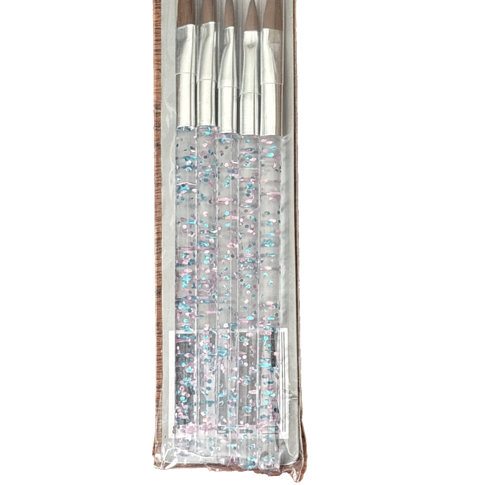 Beauty Artist 5pc Crystal Nail Art Brush Set Glitter Handle Professional New
